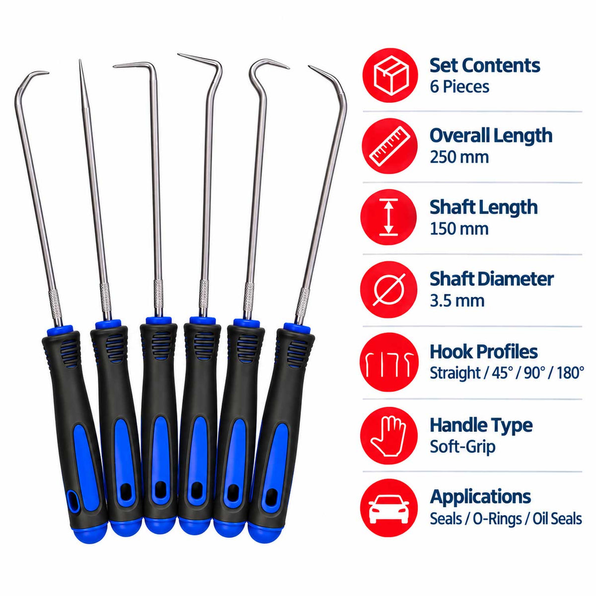 Set de 6 carlige extra lungi extractoare garnituri GEBO TOOLS