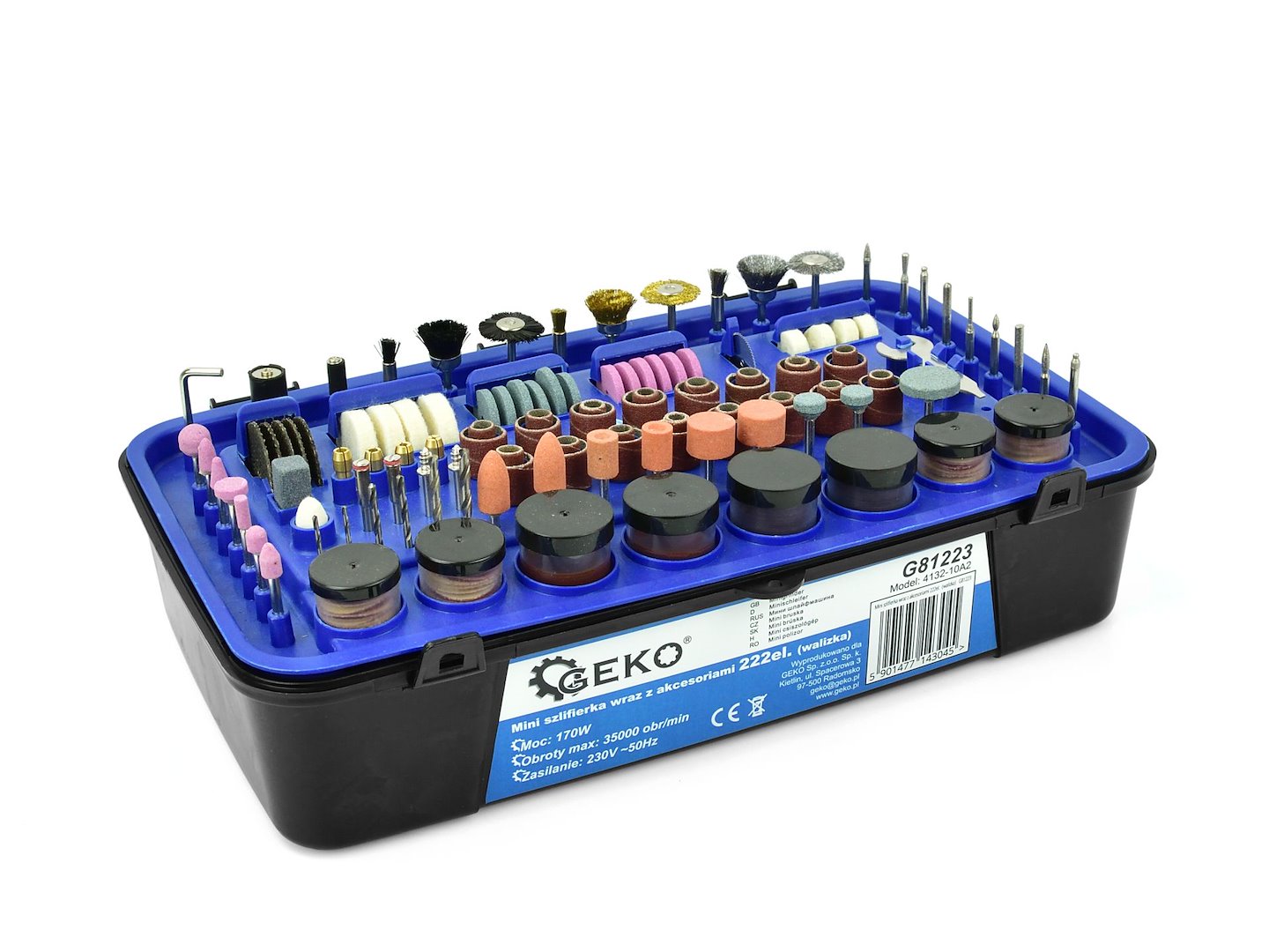 SET MINI POLIZOR CU ACCESORII 222 PIESE 220V GEKO