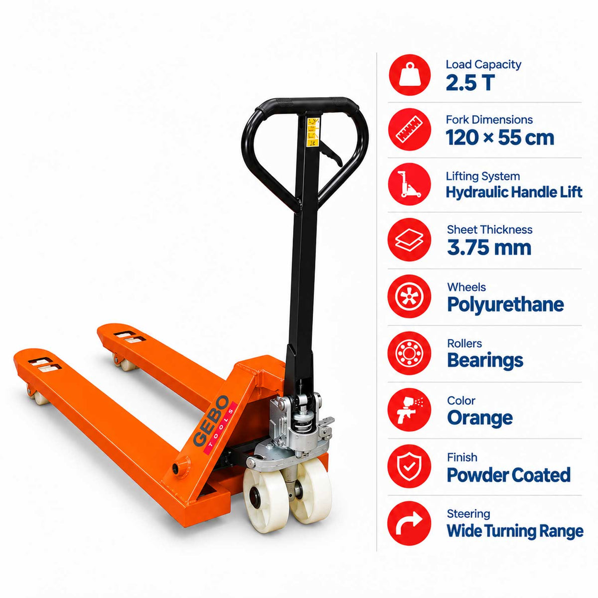 Transpalet manual 2.5T 120 x 55 cm GEBO