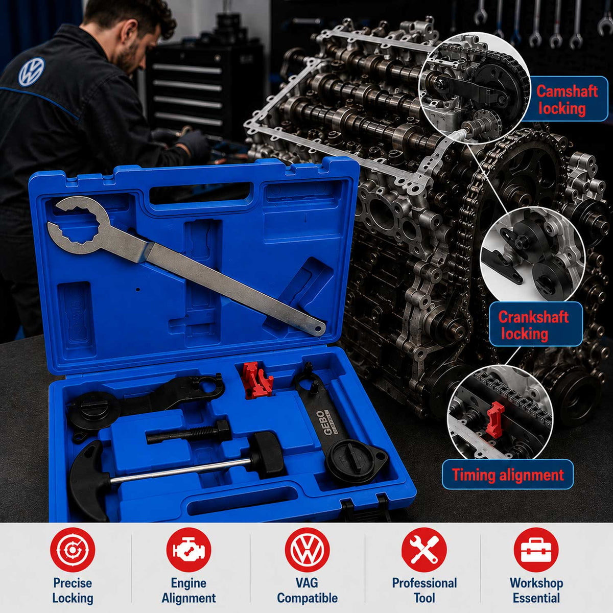Trusa fixare distributie VAG 1.0 1.2 1.4 TSI tFSI tgi GEBO TOOLS