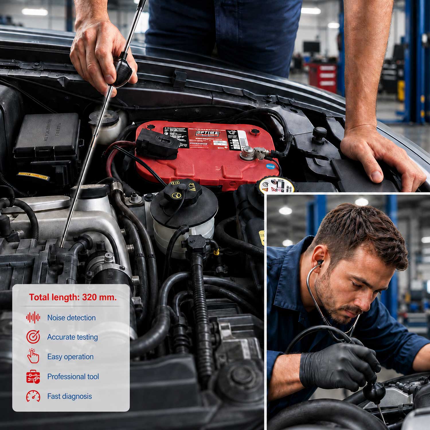 Stetoscop mecanic auto pentru diagnoza sunete motor GEBO TOOLS