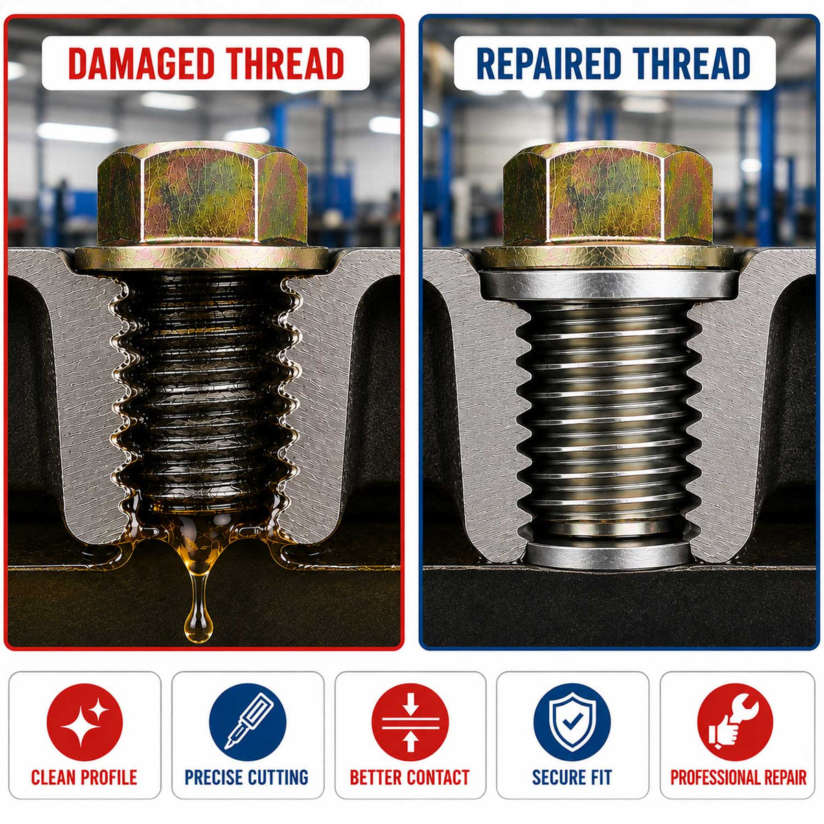 Trusa de reparat rectificat inlocuit filete buson baie de ulei m13-m15-m17-m20 GEBO TOOLS