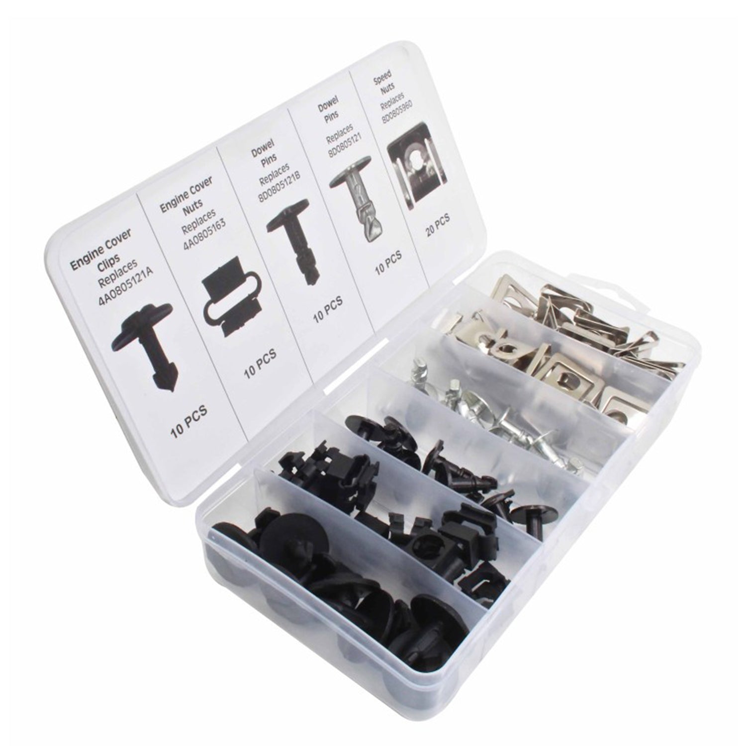 SET SURUBURI SI CLEME PENTRU FIXARE SCUT MOTOR VAG 60 PIESE