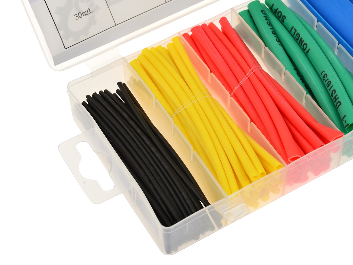 SET 100 TUBURI MANSOANE TERMOCONTRACTIBILE COLORATE PENTRU CABLU, 6 DIMENSIUNI - GEKO