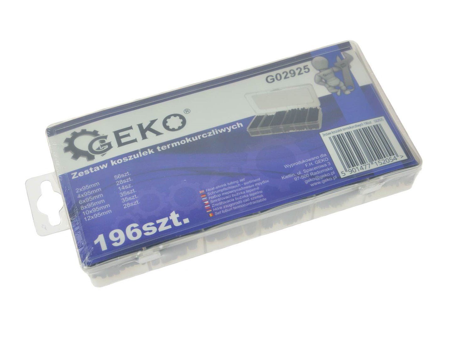SET 196 TUBURI MANSOANE TERMOCONTRACTIBILE PENTRU CABLU, 6 DIMENSIUNI - GEKO