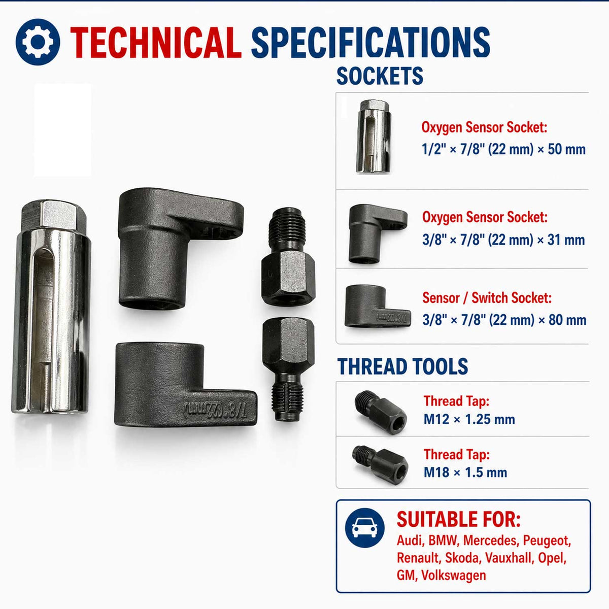 Trusa tubulare sonda lambda 5 piese GEBO TOOLS