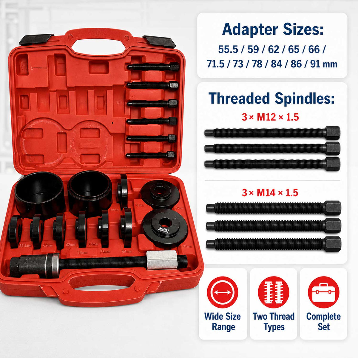 Trusa presa extractor montat rulmenti si bucsi 55-91mm GEBO TOOLS