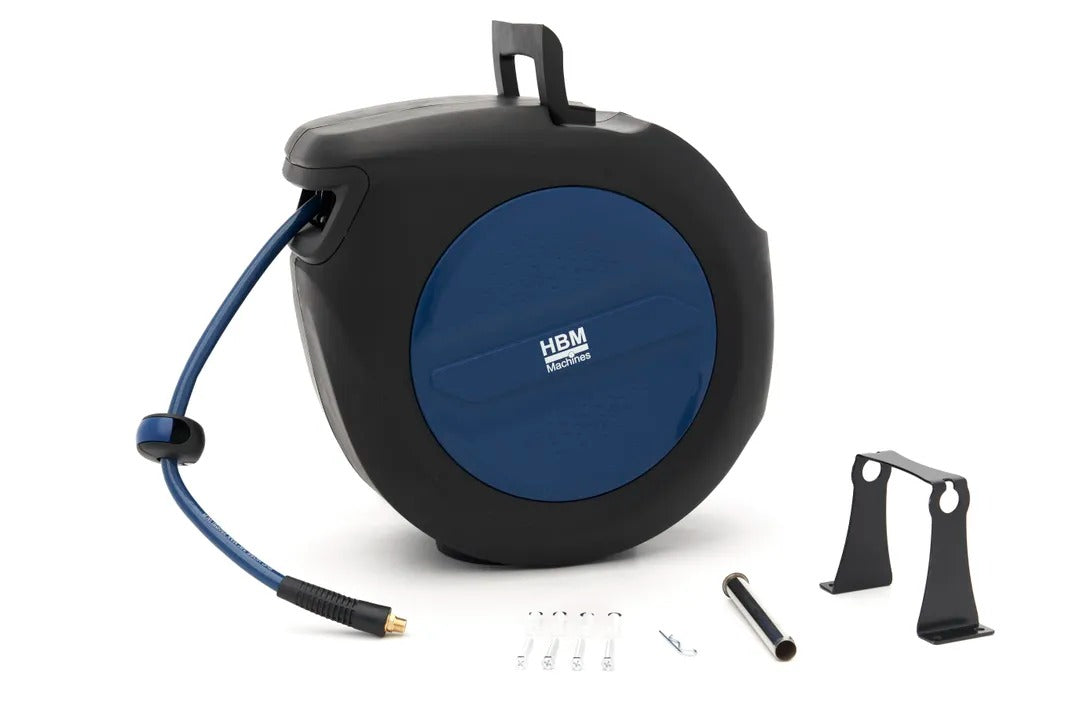 TAMBUR FURTUN AER COMPRIMAT 30M CU BLOCARE SI RETRAGERE AUTOMATA, SUPORT ROTATIV 180° HBM