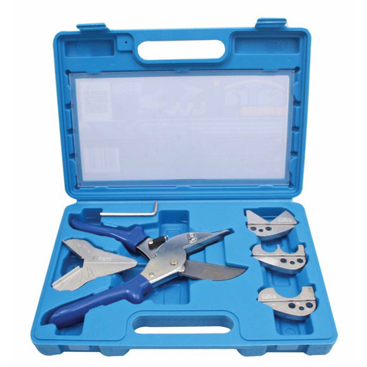 SET FOARFECA MULTIFUNCTIONALA  PENTRU TAIERE IN UNGHI GARNITURI, CAUCIUC, TEVI PVC 6 PIESE