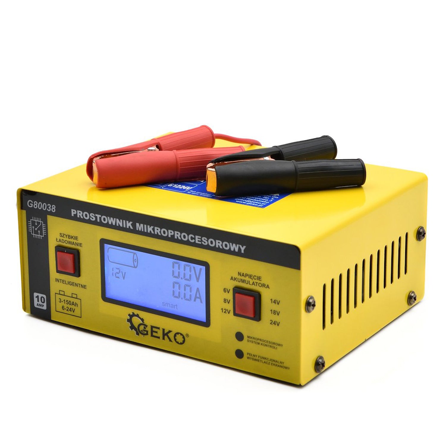 REDRESOR AUTO MICROPROCESOR LCD 6/12/24V 10A PENTRU BATERII ACUMULATOR AUTO 6-150AH - GEKO