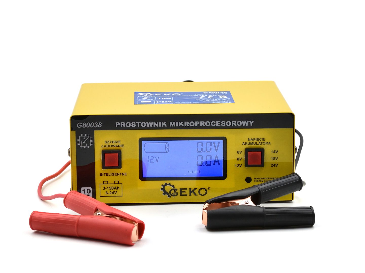 REDRESOR AUTO MICROPROCESOR LCD 6/12/24V 10A PENTRU BATERII ACUMULATOR AUTO 6-150AH - GEKO
