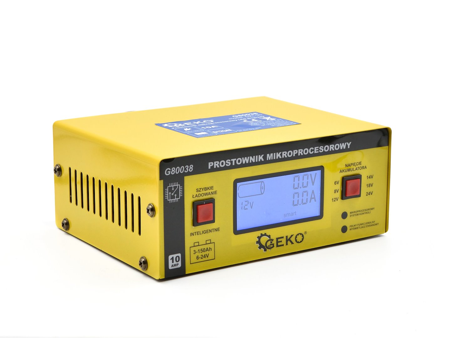 REDRESOR AUTO MICROPROCESOR LCD 6/12/24V 10A PENTRU BATERII ACUMULATOR AUTO 6-150AH - GEKO