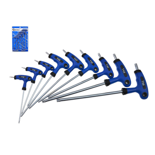 SET CHEI TORX CU MANER IN FORMA DE L T10-T50 9 PIESE