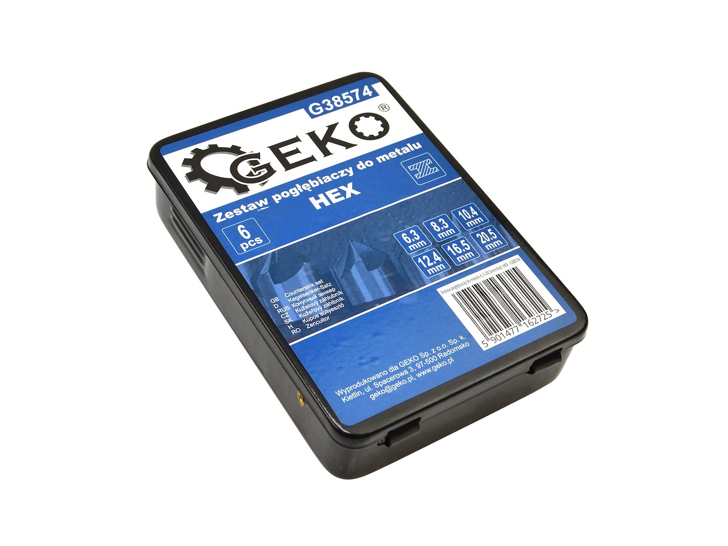 SET 6 FREZE CONICE METAL HSS PENTRU SANFRENARE 6.3-20.5MM HEX - GEKO