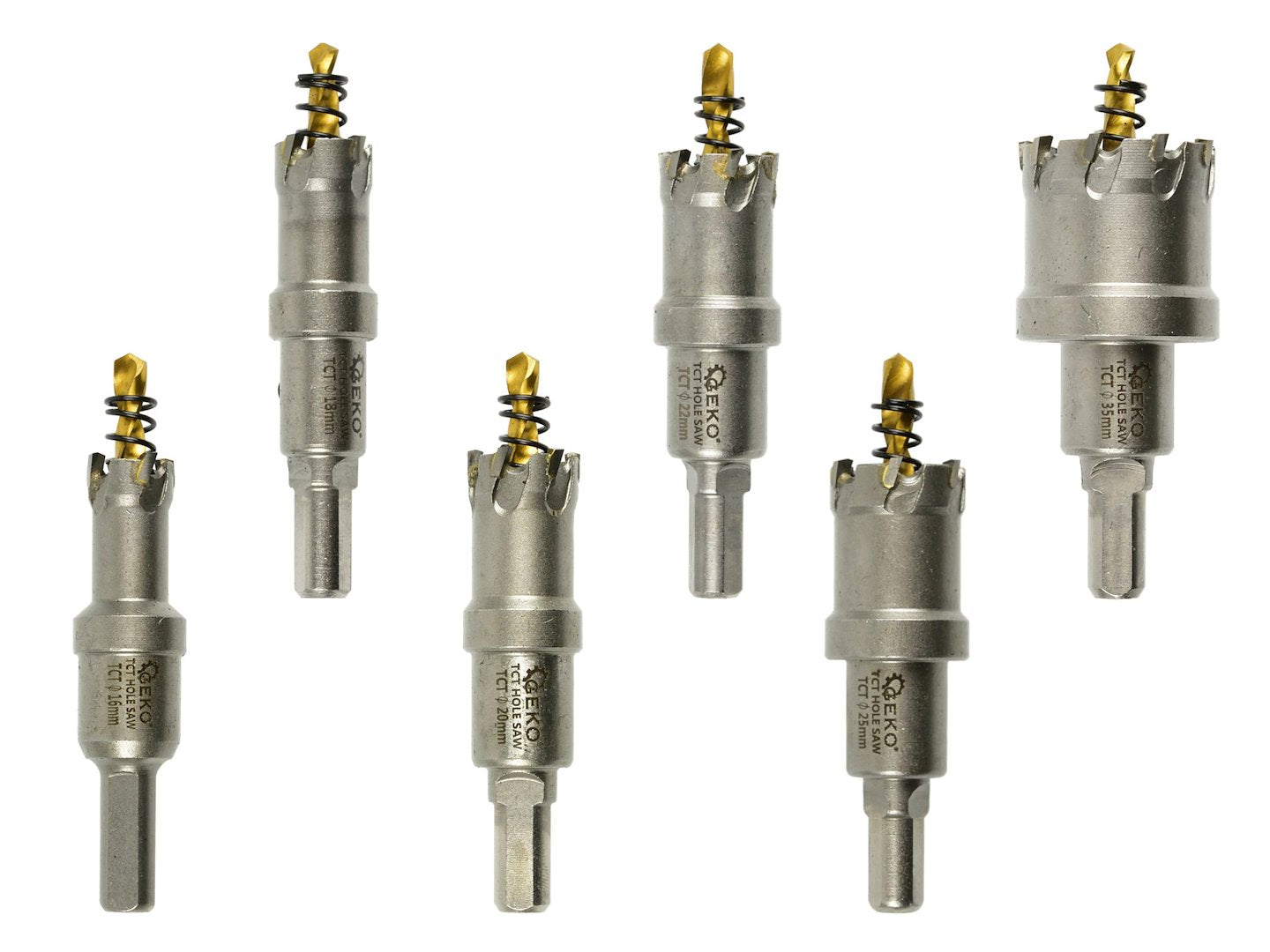 SET 6 CAROTE TCT PENTRU METAL 16-35MM CU BURGHIU PILOT TITAN - GEKO