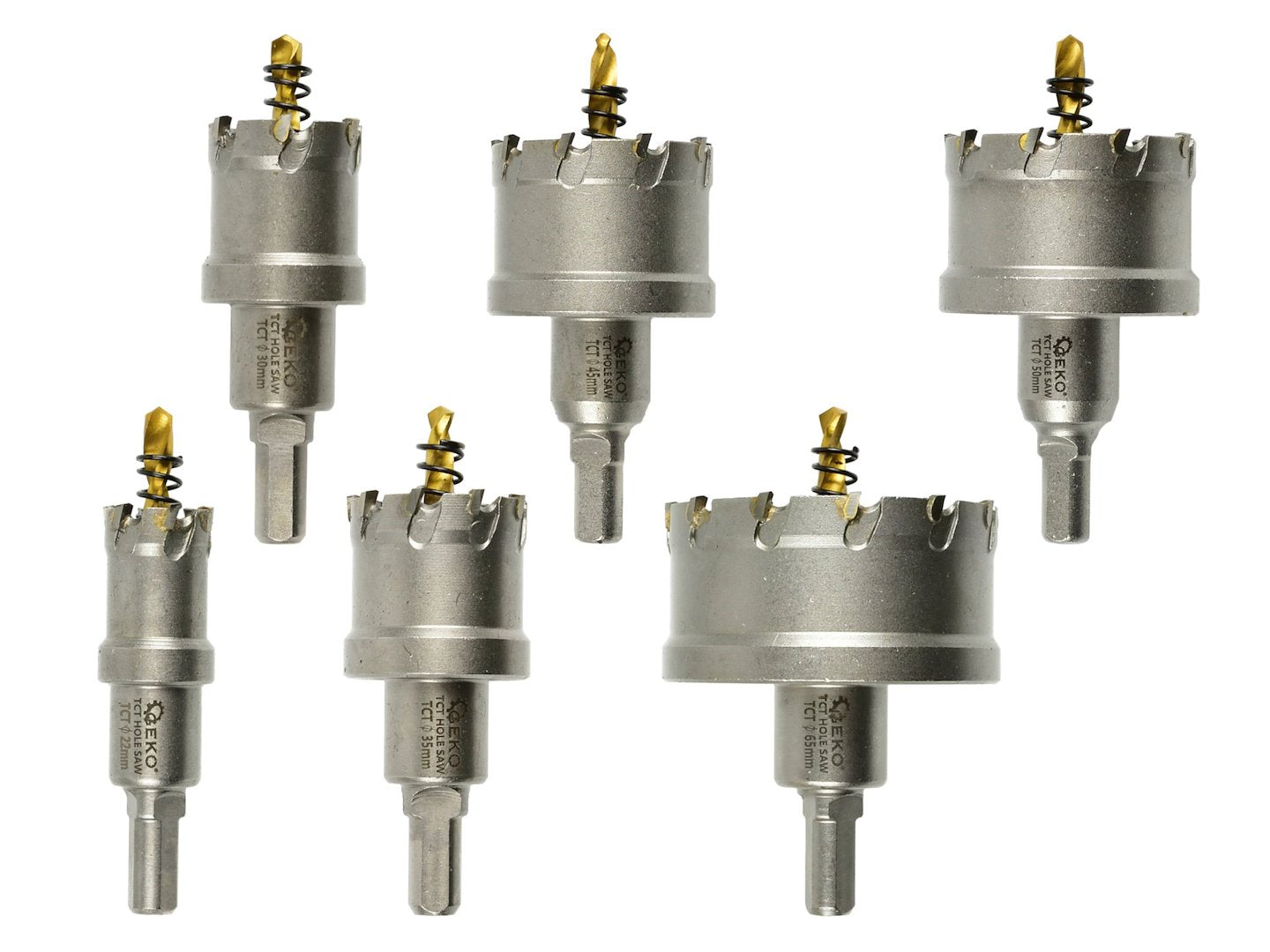 SET 6 CAROTE TCT PENTRU METAL 22 - 65MM CU BURGHIU PILOT TITAN - GEKO