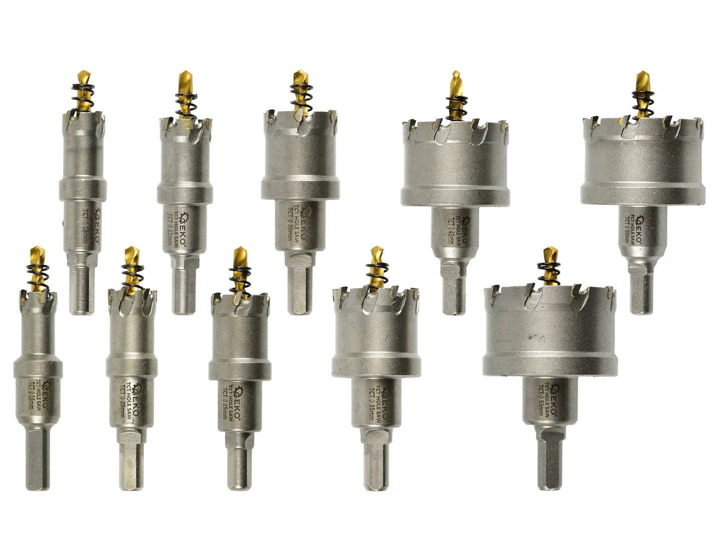 SET 10 CAROTE TCT PENTRU METAL 16 - 53MM CU BURGHIU PILOT TITAN - GEKO