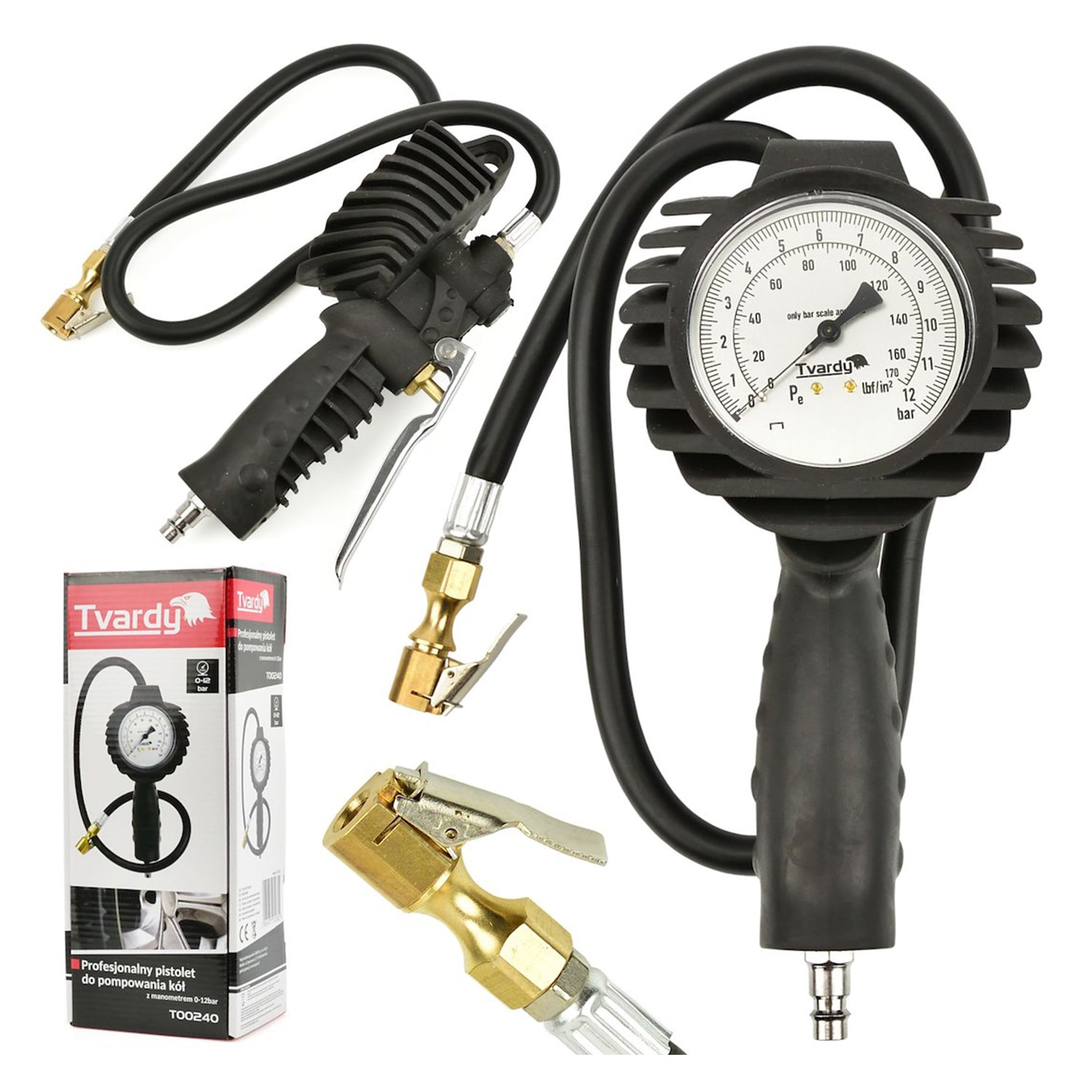 PISTOL DE UMFLAT ROTI CU MANOMETRU ANALOGIC 0-12BAR TVARDY