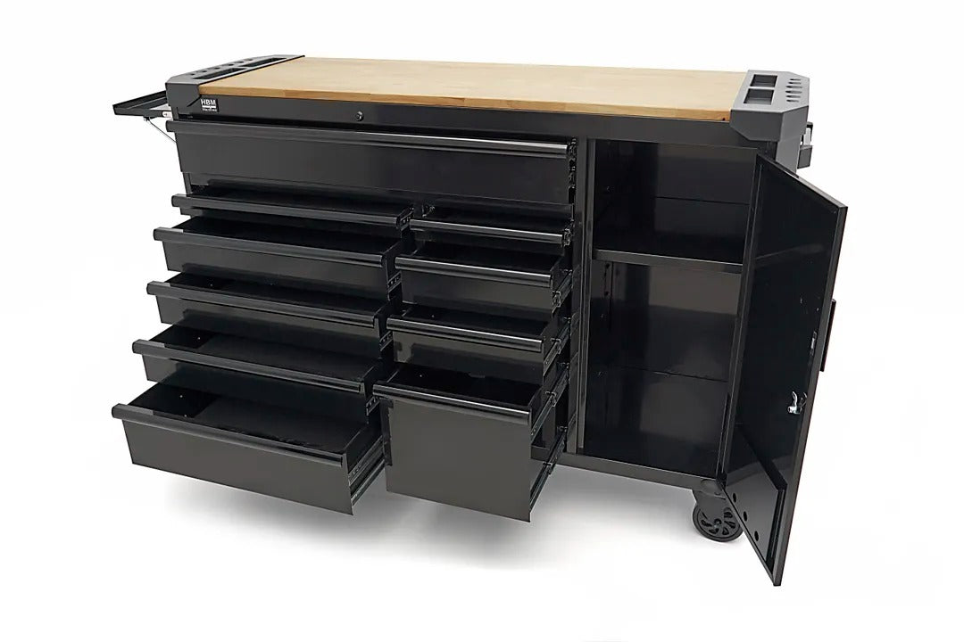 DULAP METALIC PROFESIONAL 10 SERTARE CARUCIOR MOBIL BANC DE LUCRU 147CM, BLAT LEMN MASIV HBM OLANDA