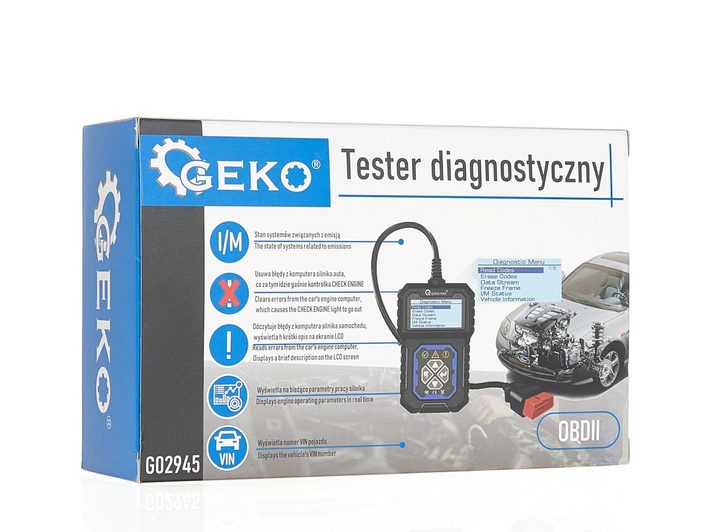 TESTER DIAGNOSTIC AUTO OBD2 CU AFISAJ LCD - CITIRE SI STERGERE ERORI CHECK ENGINE