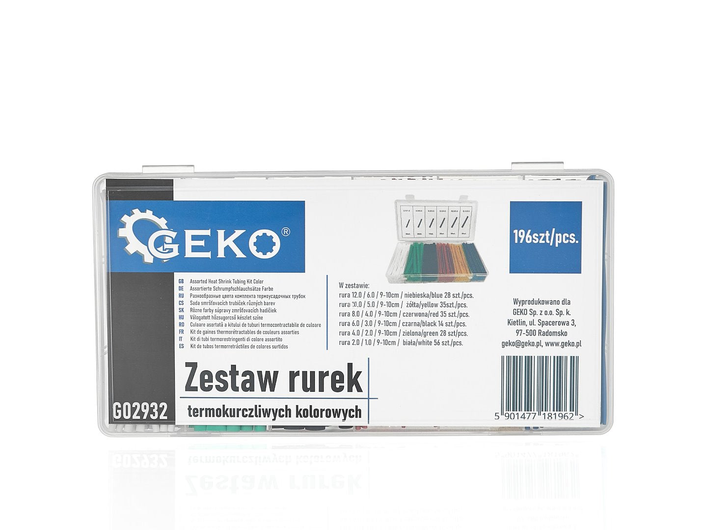 SET 196 TUBURI MANSOANE TERMOCONTRACTIBILE COLORATE PENTRU CABLU, 6 DIMENSIUNI - GEKO