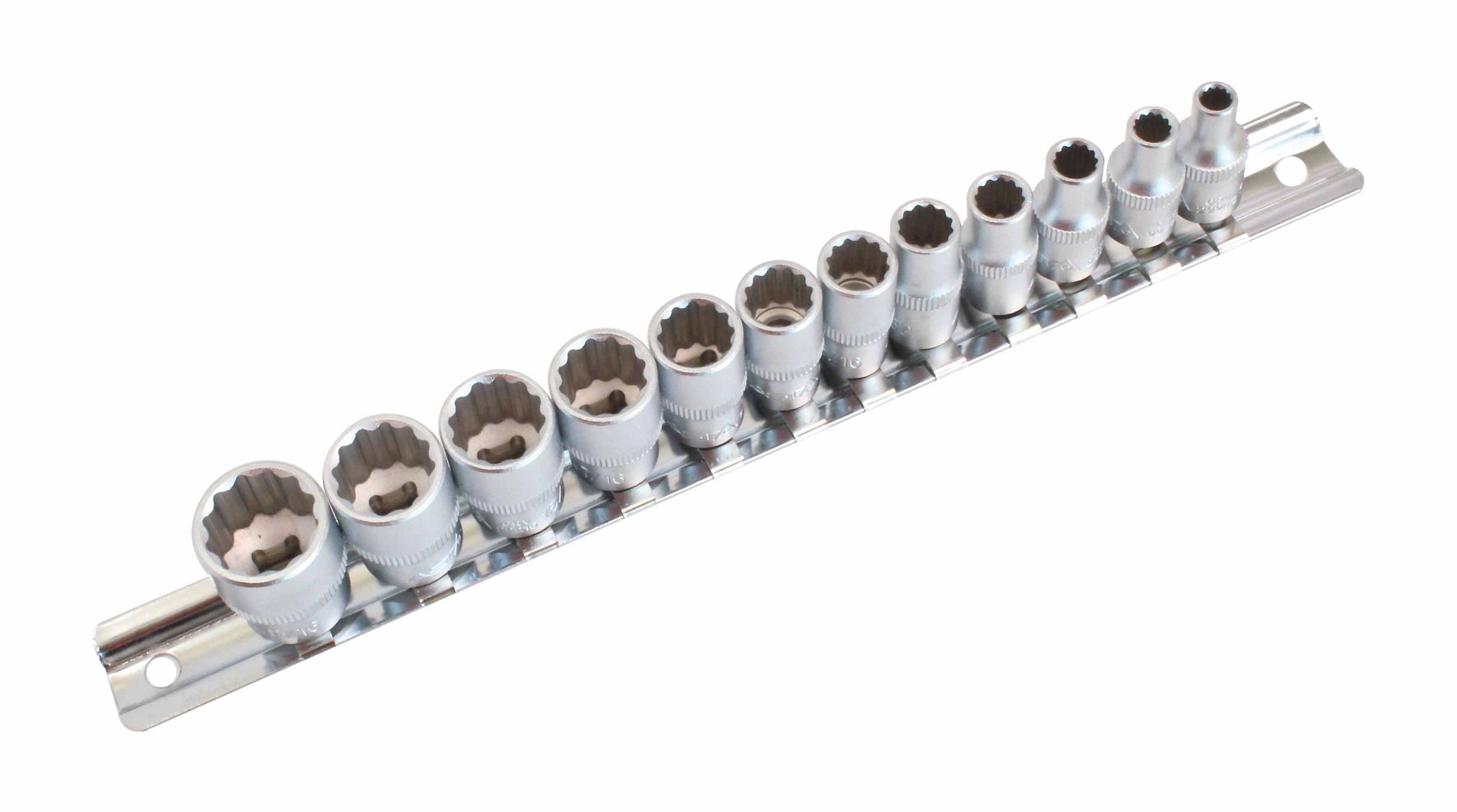 SET TUBULARE BIHEXAGONALE 1/4 IN INCH 12 PIESE