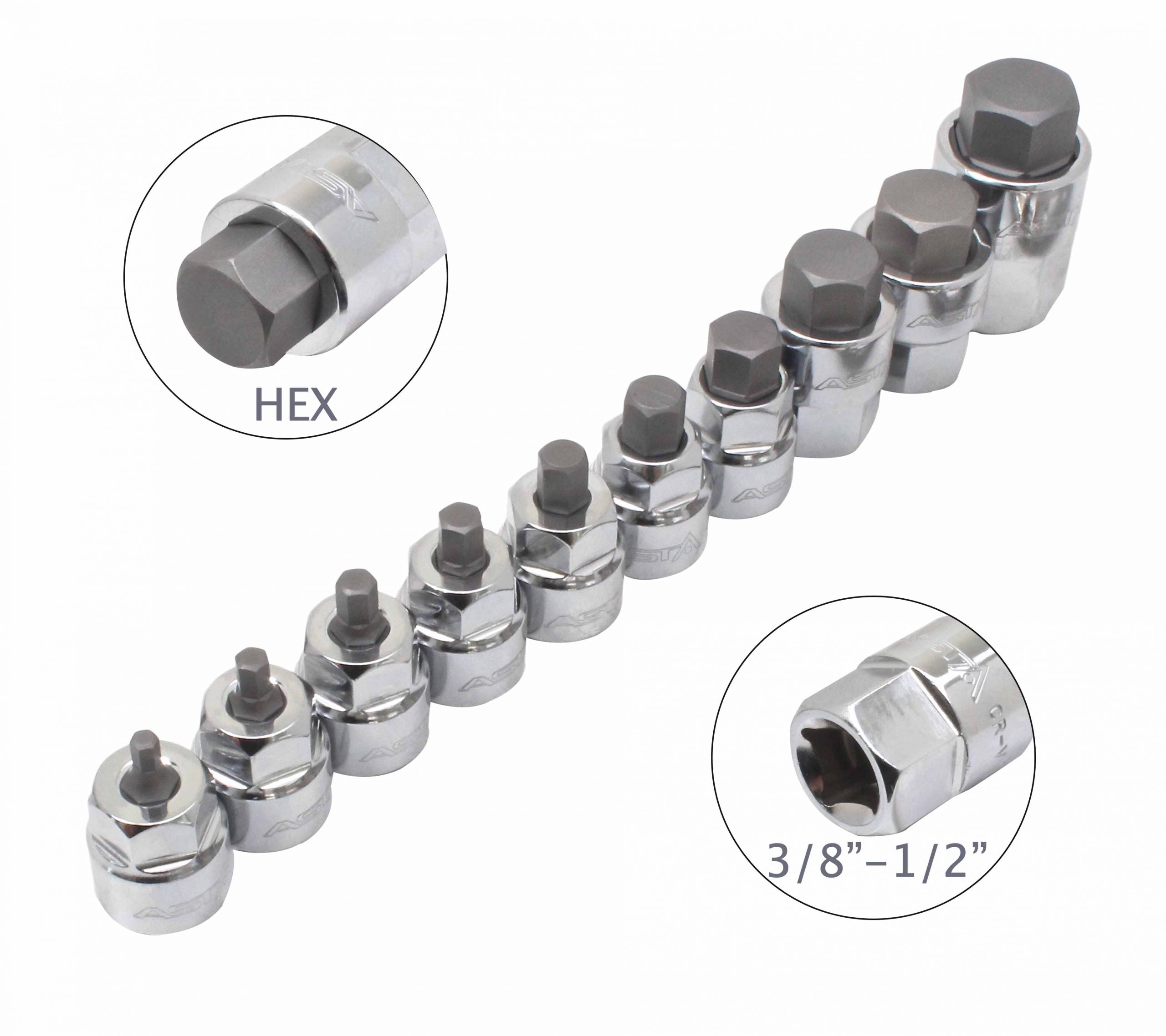SET CAPETE DE CHEI HEXAGONALE TIP IMBUS 1/4 - 3/8 IN INCHI 10 PIESE