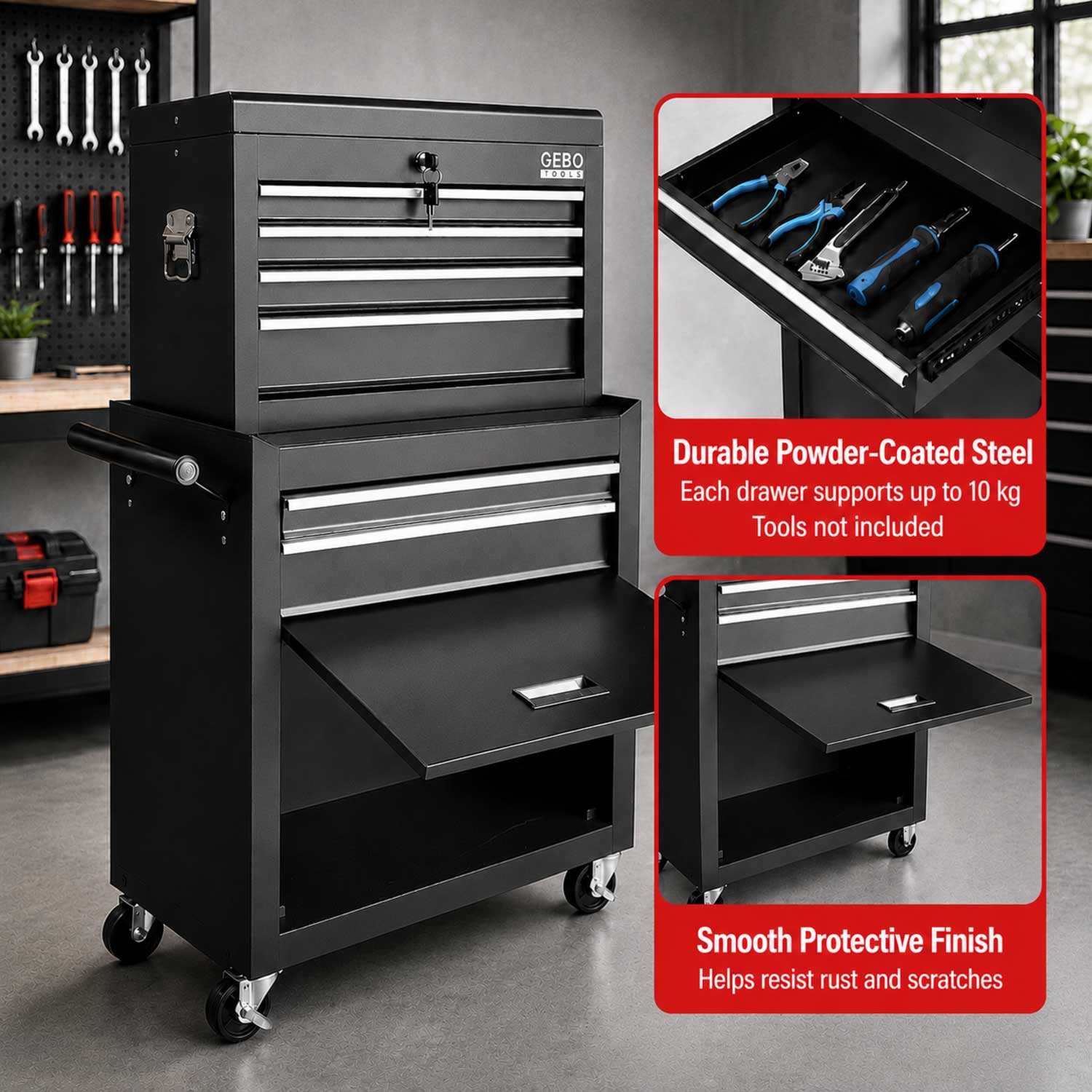 DULAP METALIC PENTRU SCULE 2 PIESE 6 SERTARE GEBO TOOLS
