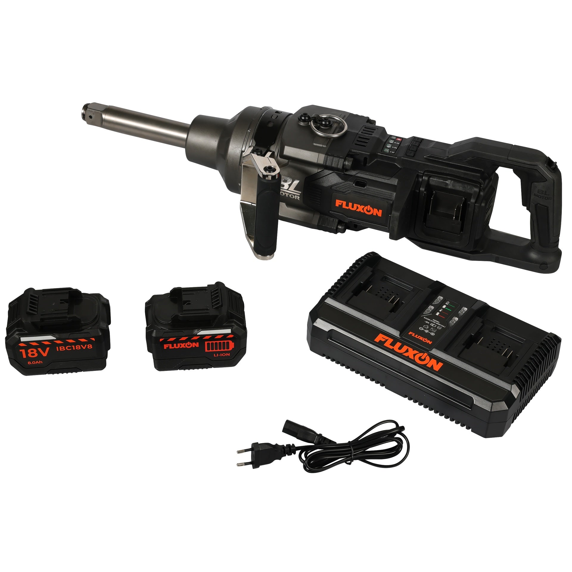 PISTOL DE IMPACT 1" 4000NM CU 2 ACUMULATORI 8AH 18V CU INCARCATOR DUAL, MOTOR BRUSHLESS