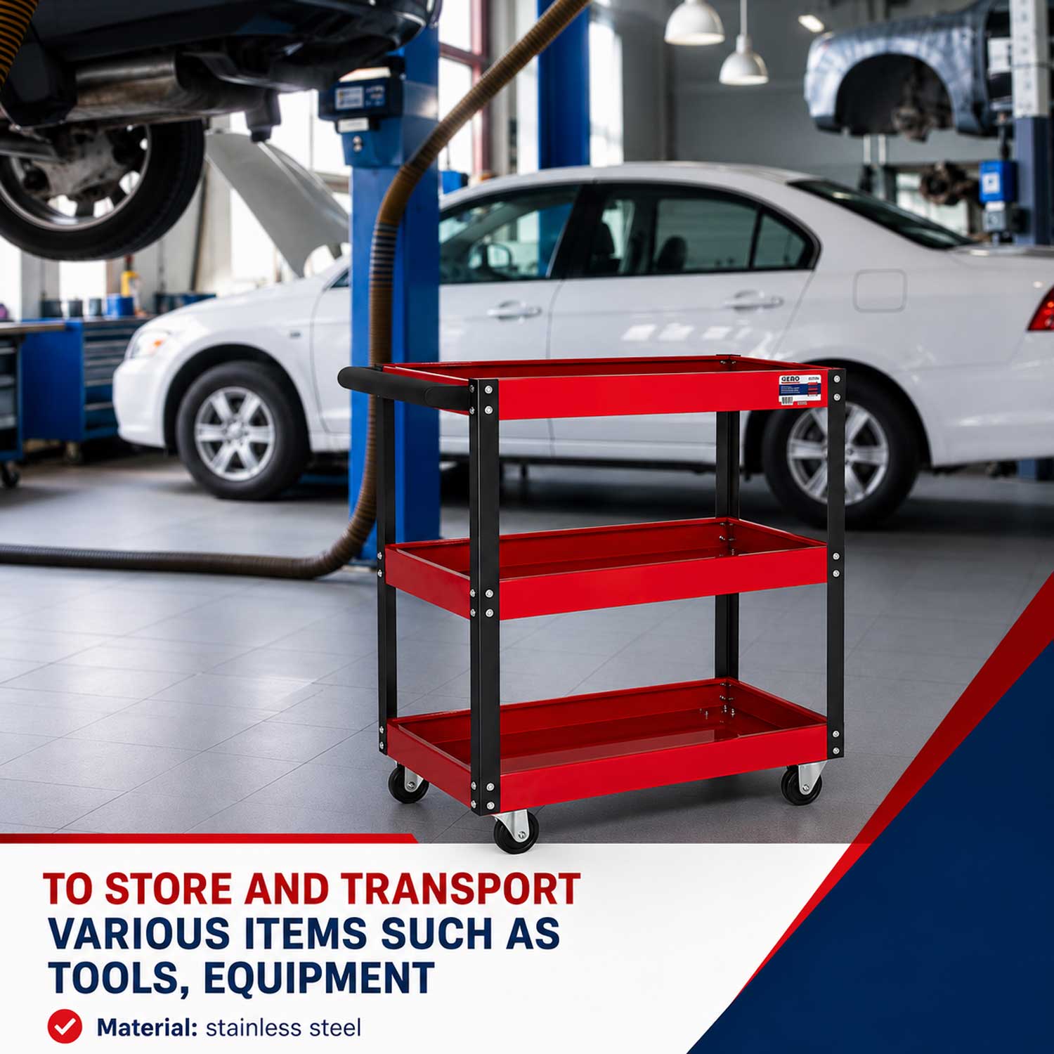 CARUCIOR MOBIL METALIC CU 3 RAFTURI GEBO TOOLS