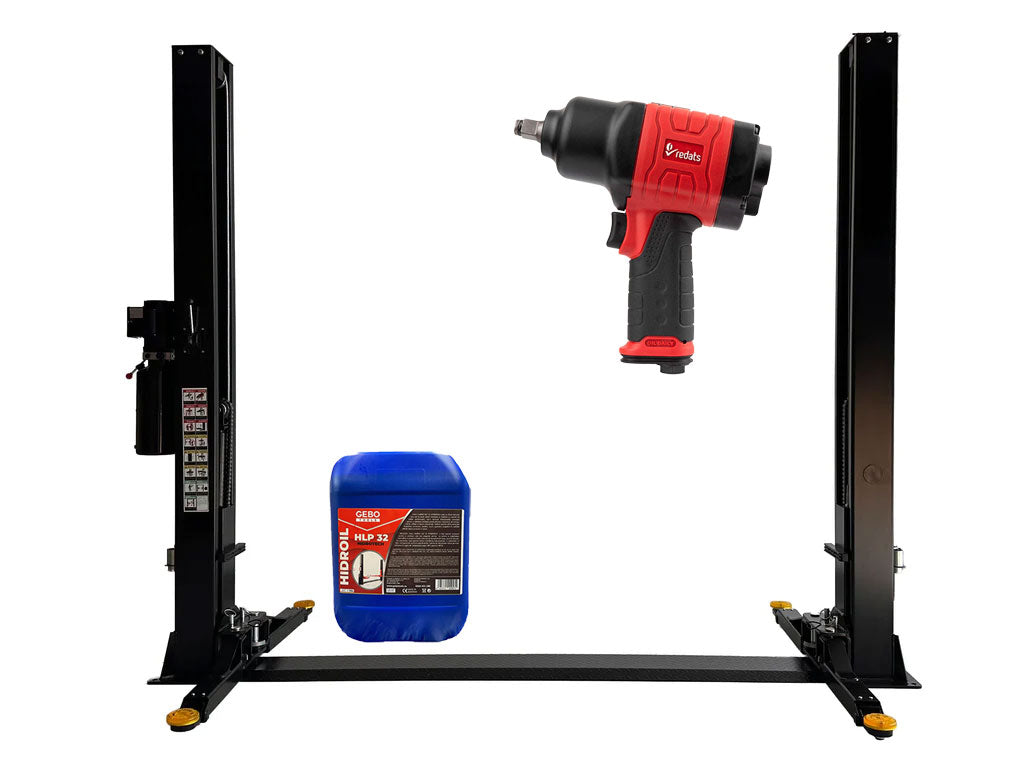 ELEVATOR AUTO 2 COLOANE 4T CU DEBLOCARE MANUALA 230V + PISTOL PNEUMATIC PROFESIONAL 1/2 1500 NM