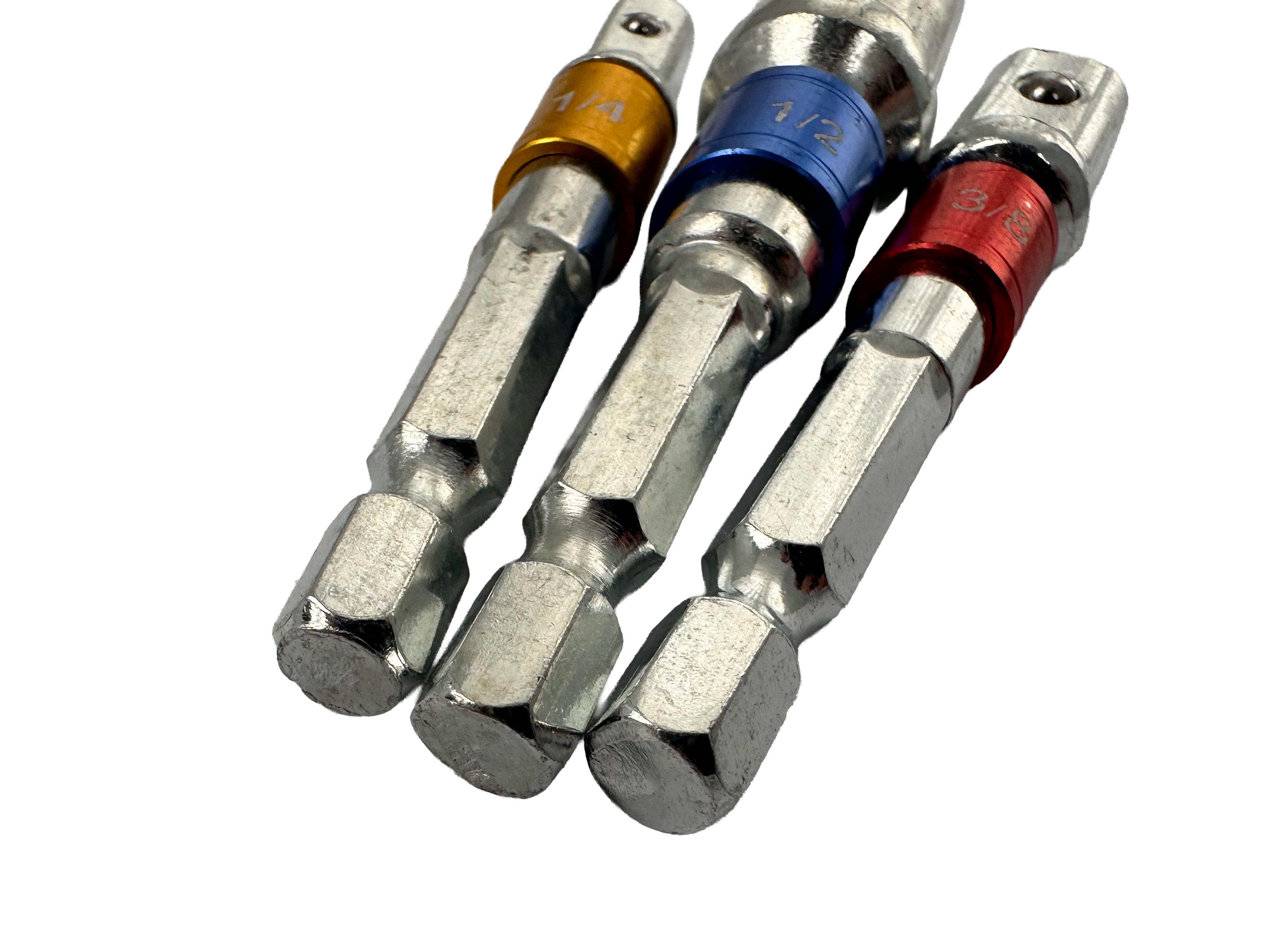 SET 3 BITI ADAPTORI HEXAGONALI 1/4 3/8 1/2 GEBO TOOLS