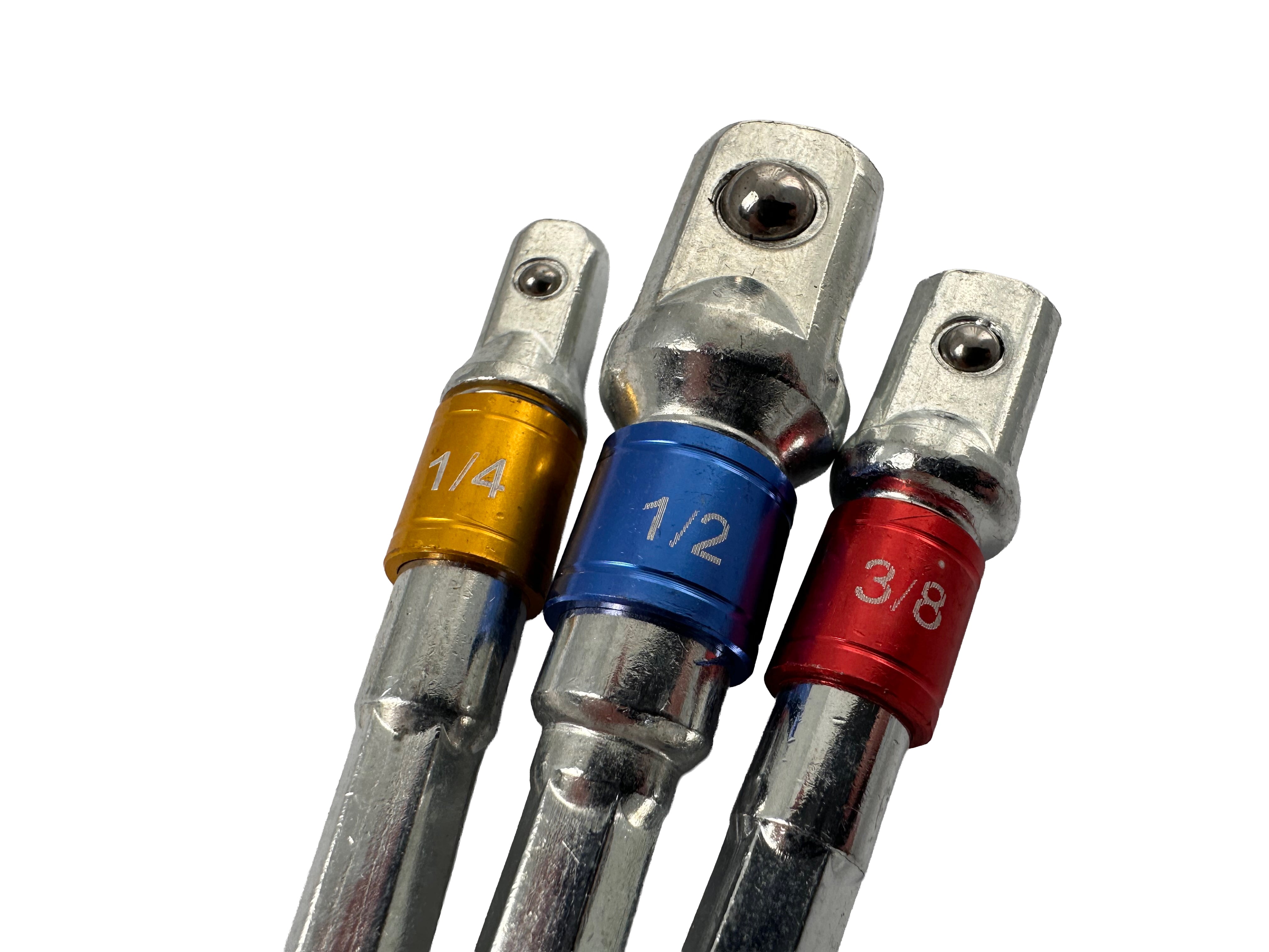 SET 3 BITI ADAPTORI HEXAGONALI 1/4 3/8 1/2 GEBO TOOLS