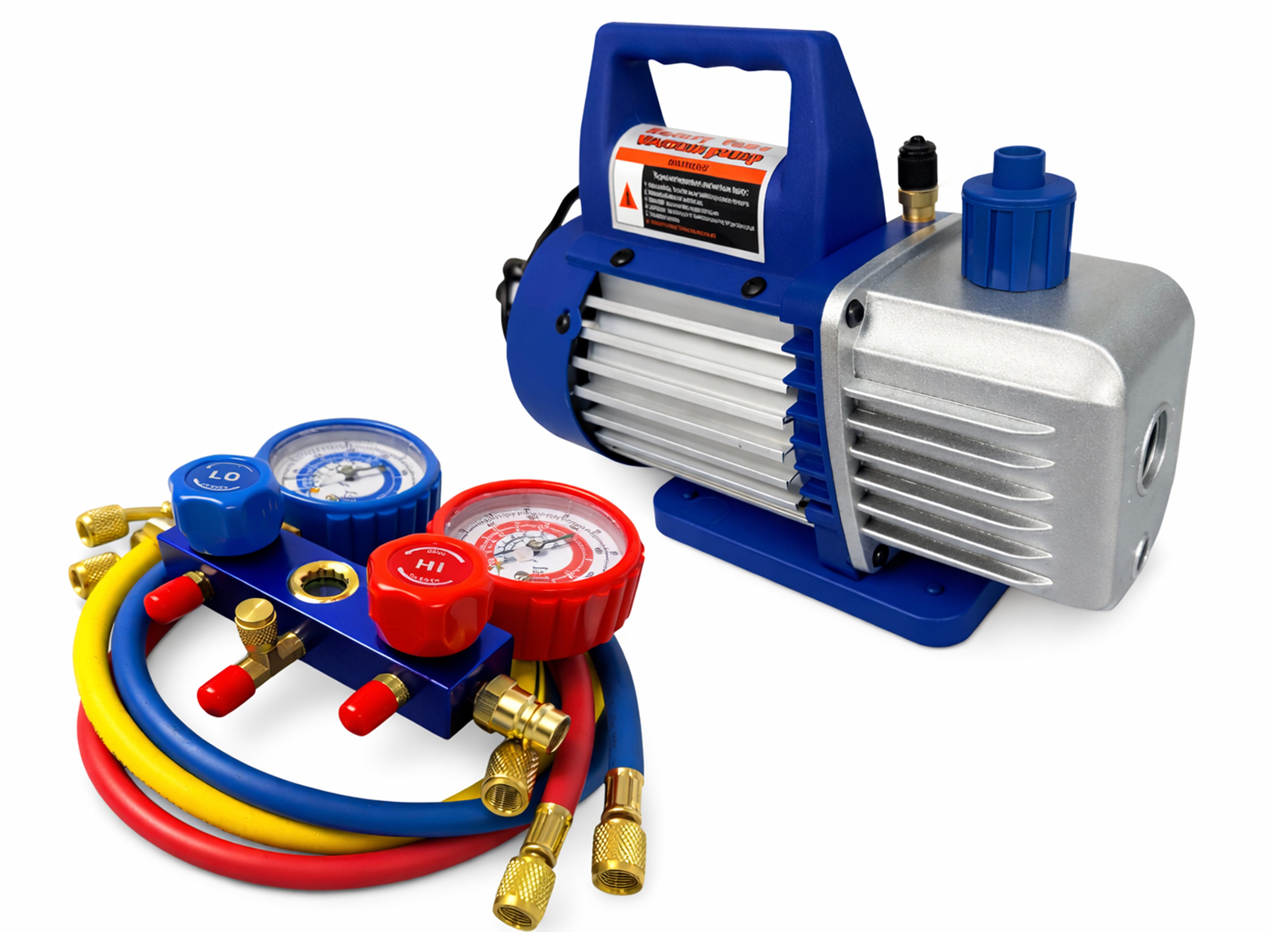 POMPA VID VACUUM AER CONDITIONAT CU O ETAPA MANOMETRU CU 2 PORTURI 70L/MIN GEBO TOOLS