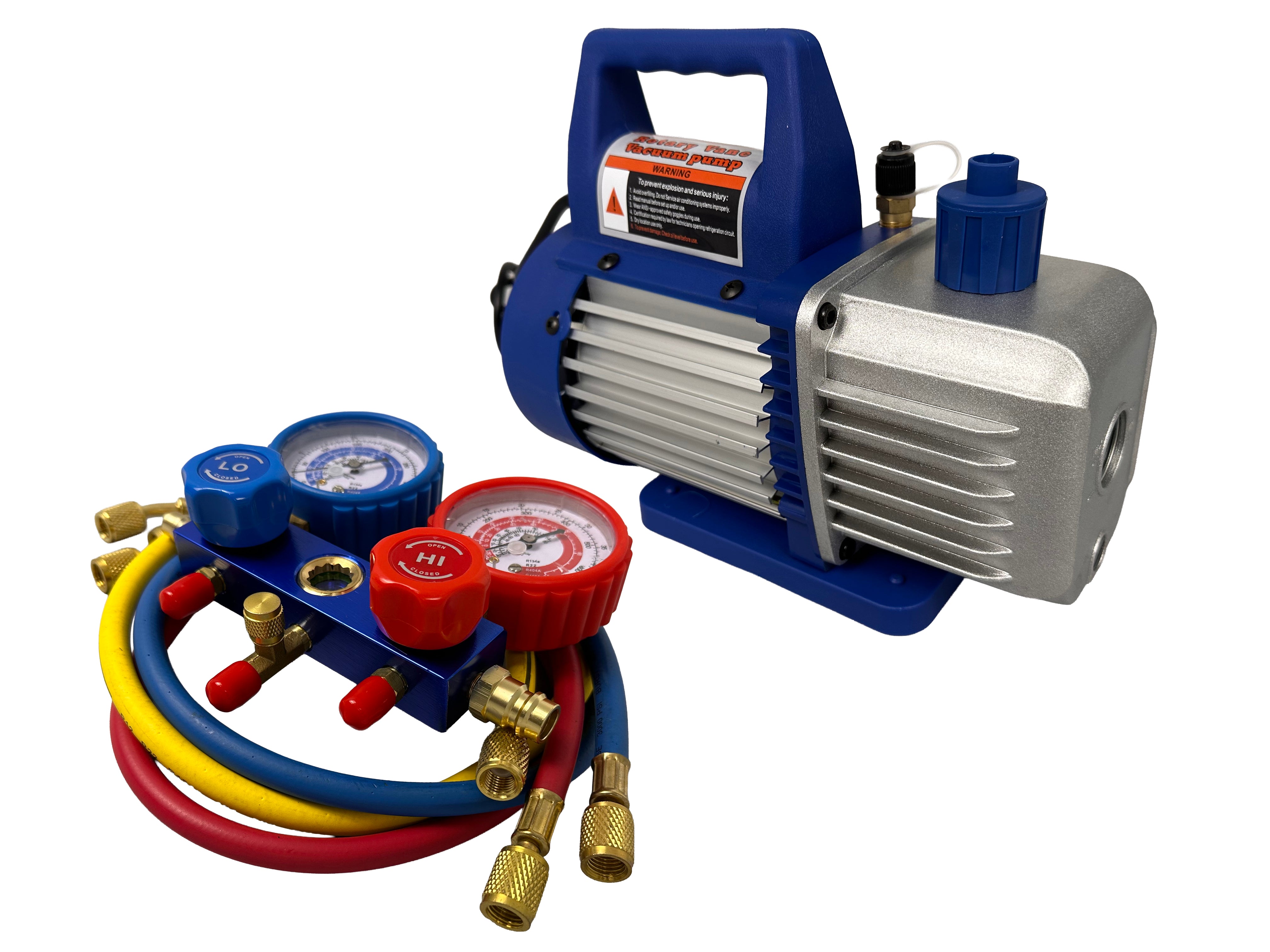 POMPA VID VACUUM AER CONDITIONAT CU O ETAPA MANOMETRU CU 2 PORTURI 70L/MIN GEBO TOOLS