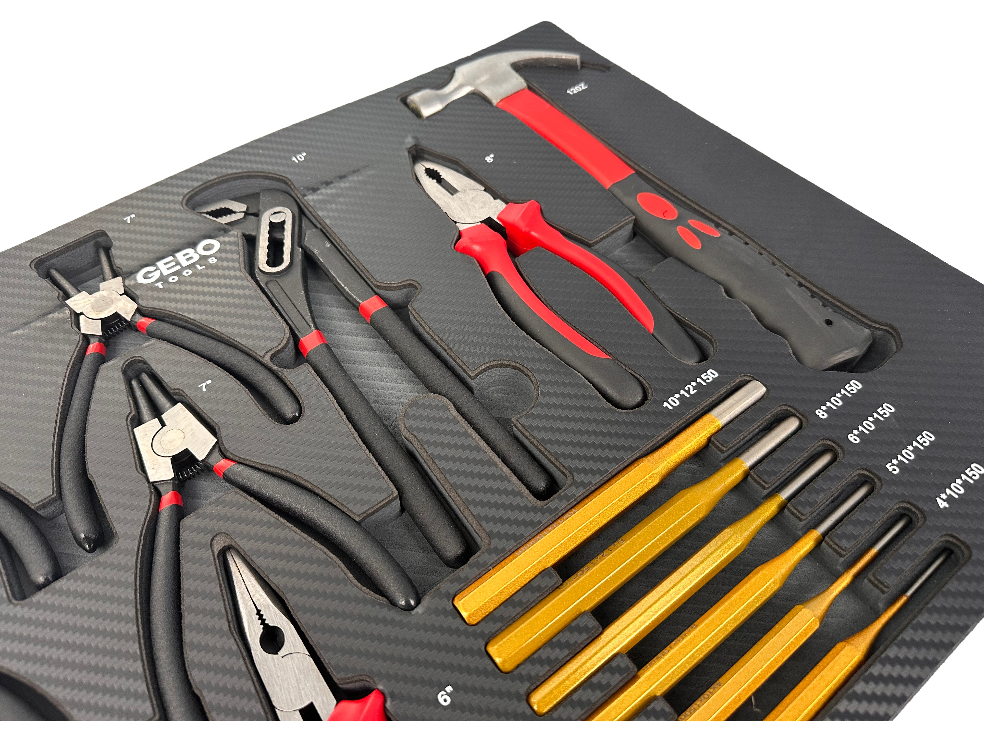 MODUL BURETE ORGANIZATOR DULAP DE SCULE, CLESTI, DORNURI SI CIOCAN, 16 PIESE, 54 X 39,5 X 3 CM GEBO TOOLS