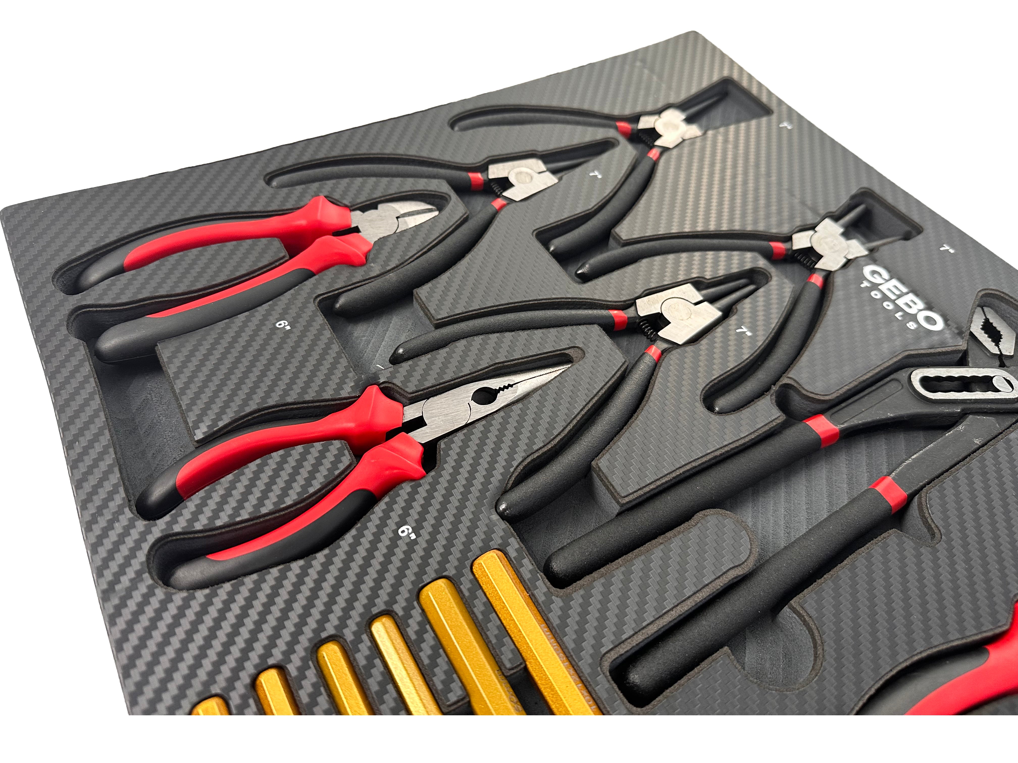MODUL BURETE ORGANIZATOR DULAP DE SCULE, CLESTI, DORNURI SI CIOCAN, 16 PIESE, 54 X 39,5 X 3 CM GEBO TOOLS