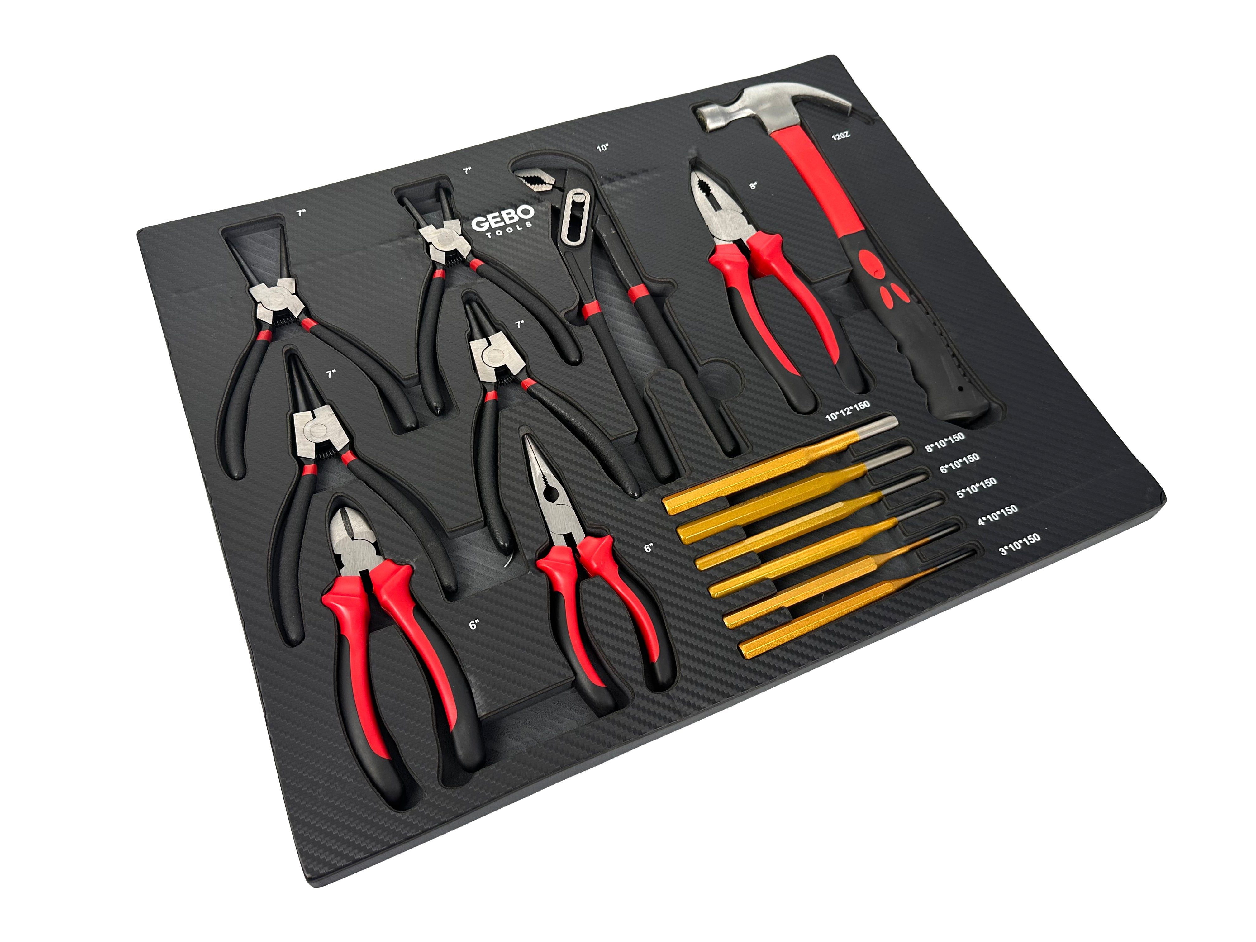 MODUL BURETE ORGANIZATOR DULAP DE SCULE, CLESTI, DORNURI SI CIOCAN, 16 PIESE, 54 X 39,5 X 3 CM GEBO TOOLS