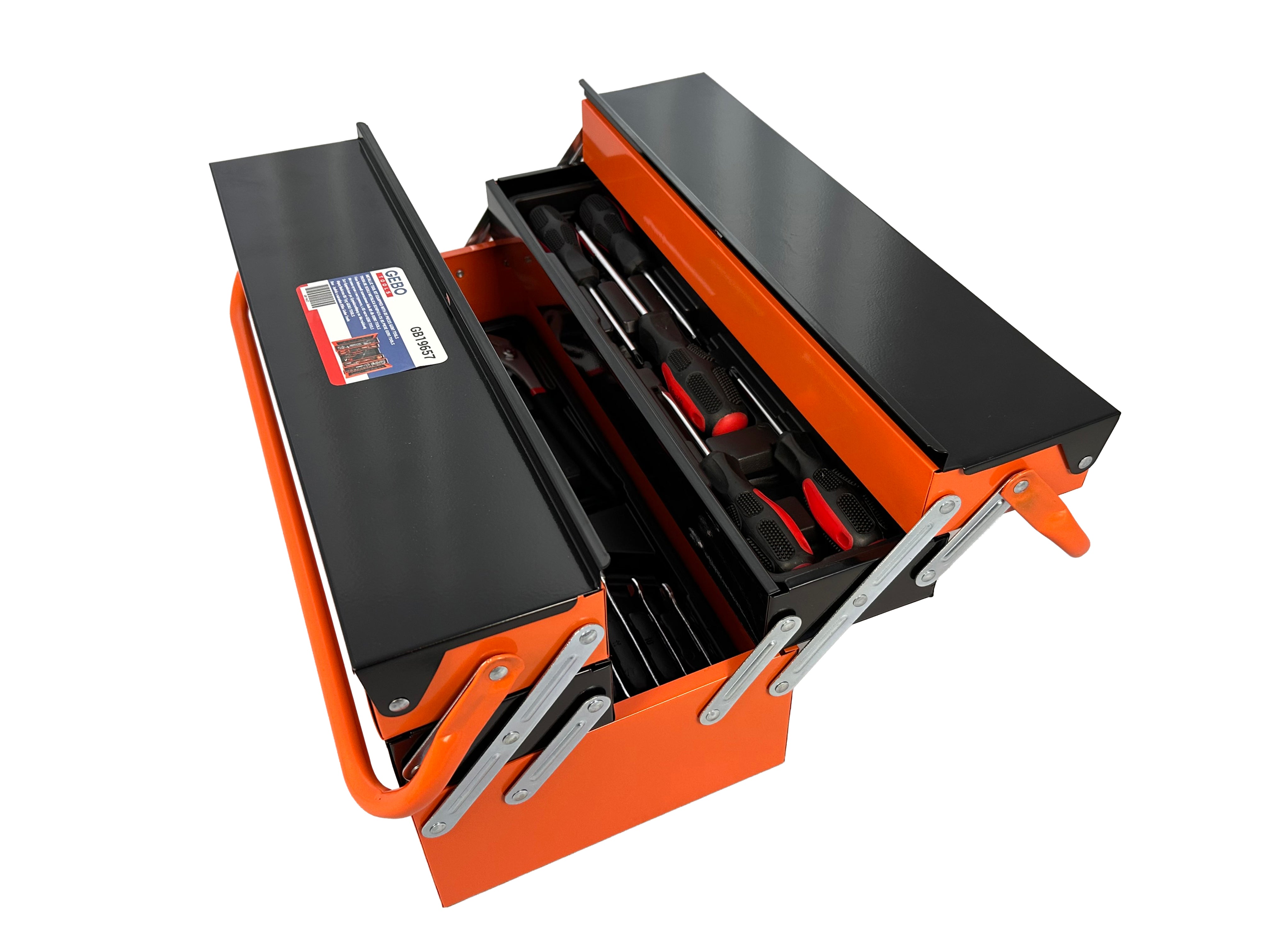 TRUSA DE SCULE METALICA ECHIPATA CU 85 PIESE GEBO TOOLS