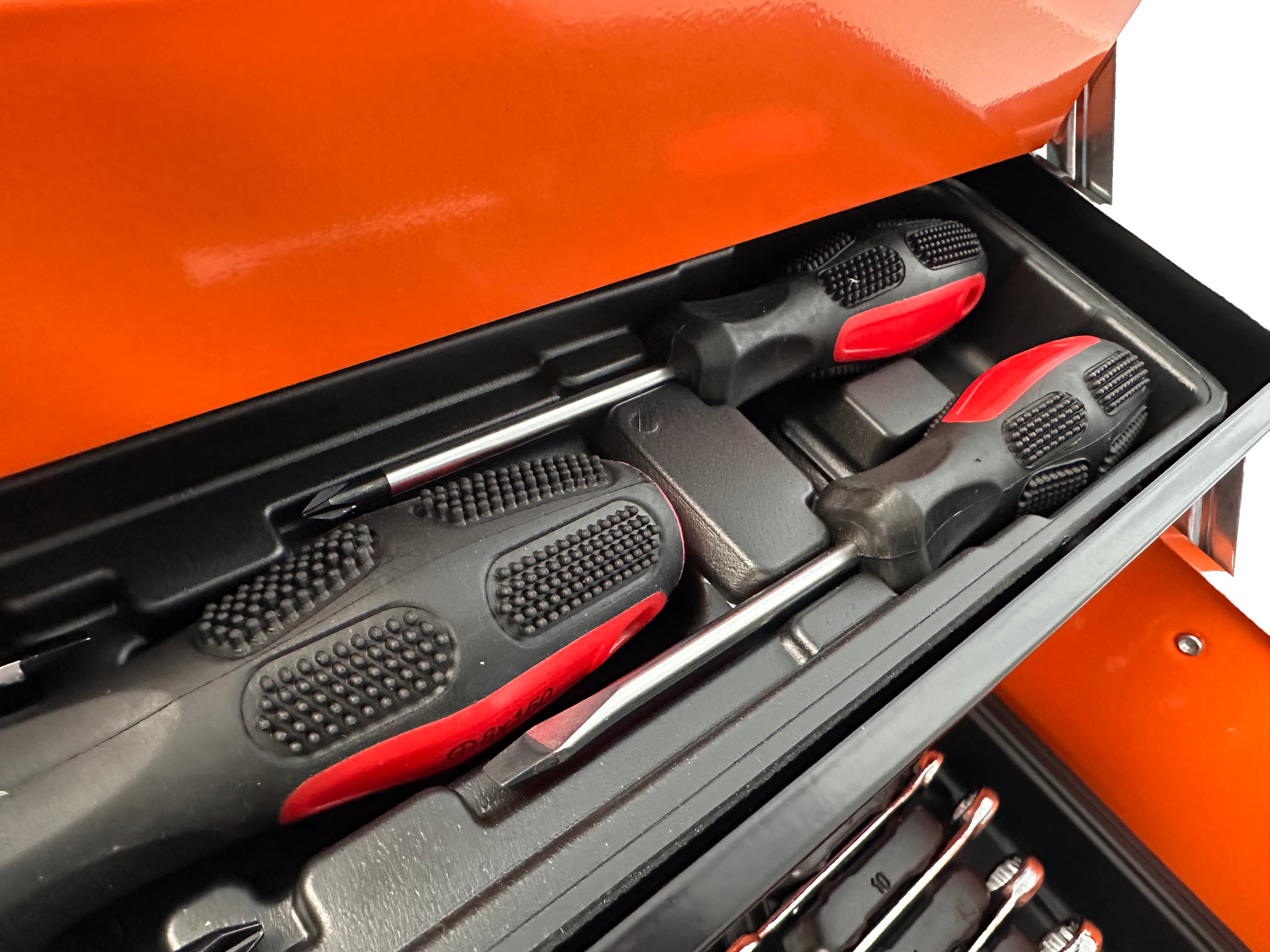 TRUSA DE SCULE METALICA ECHIPATA CU 85 PIESE GEBO TOOLS