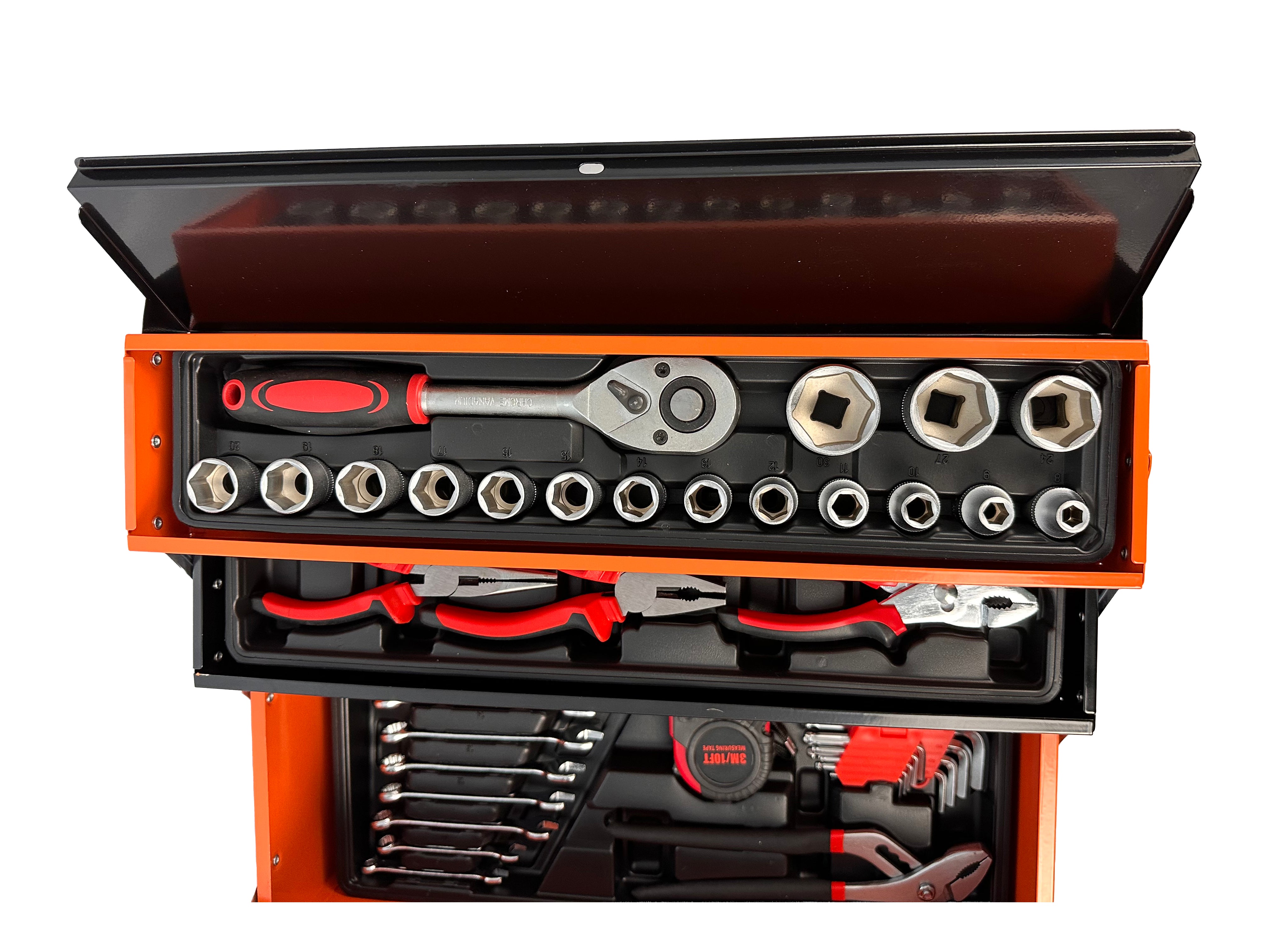 TRUSA DE SCULE METALICA ECHIPATA CU 85 PIESE GEBO TOOLS