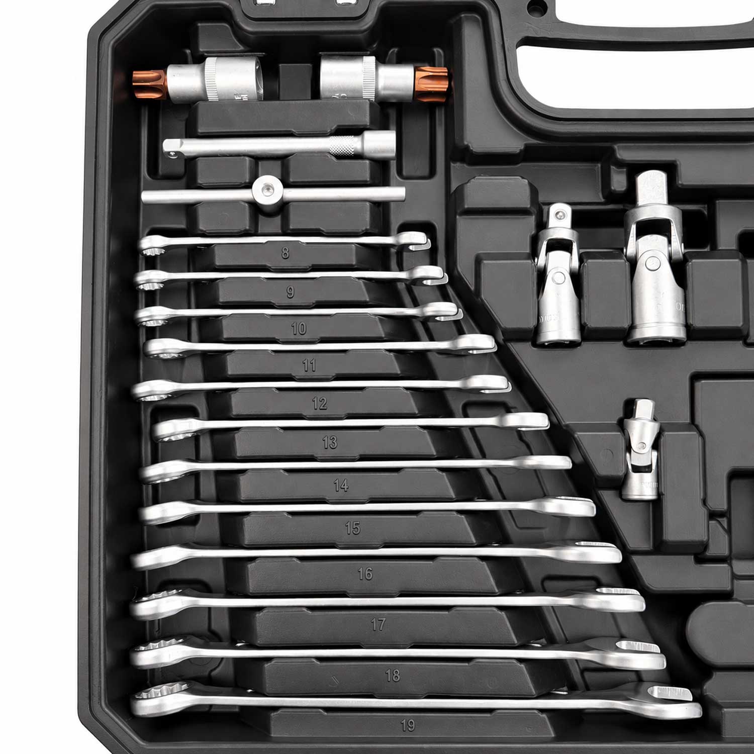 TRUSA DE SCULE PROFESIONALA CU TUBULARE SI CLICHETI 1/2 3/8 1/4 216 PIESE GEBO TOOLS