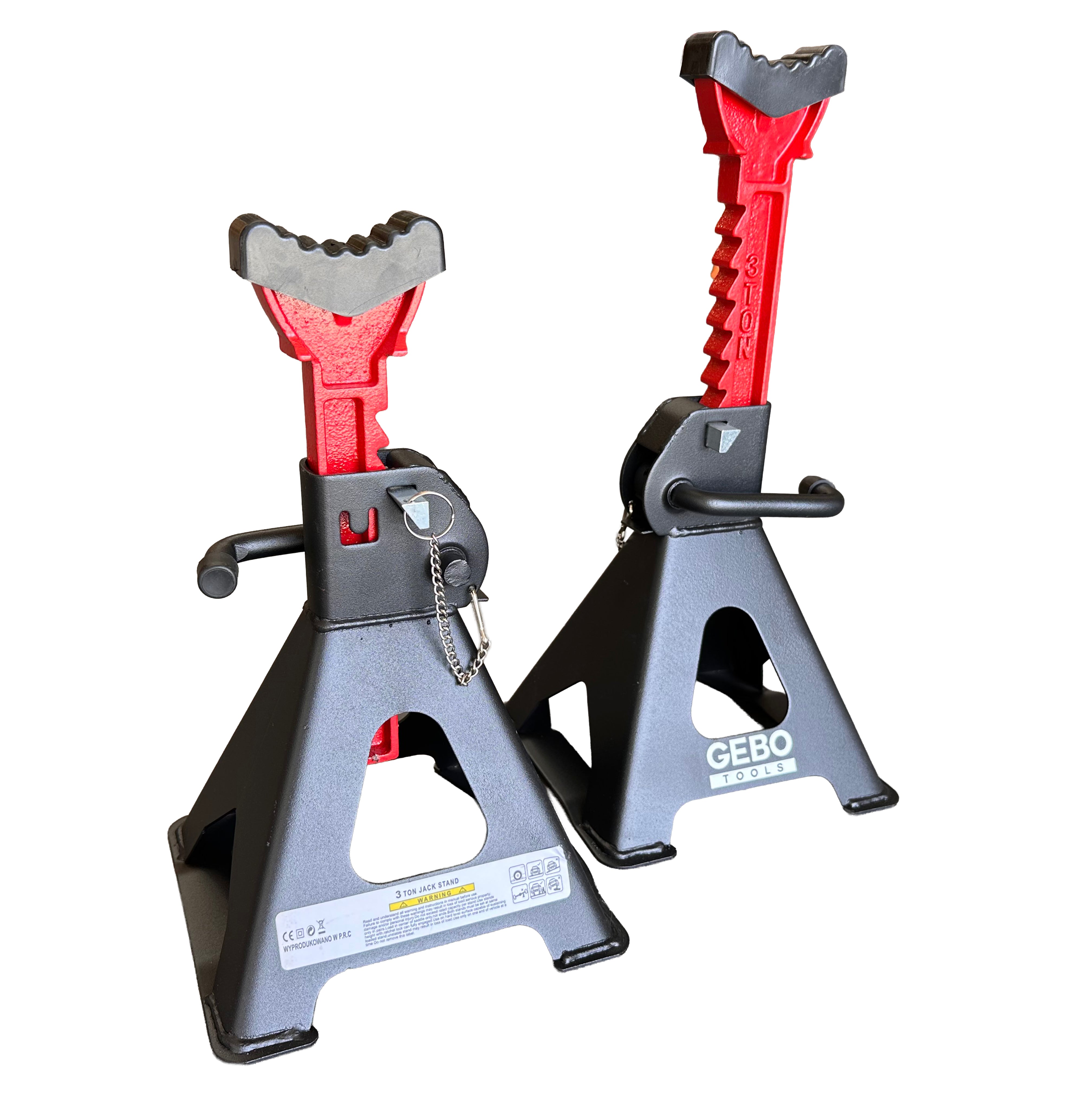 SET 2 CAPRE 3T 29.5-43CM SUSTINERE AUTO CU SIGURANTA BLOCARE DUBLA SI TAMPON DE CAUCIUC PENTRU PROTECTIE PRAG AUTO GEBO TOOLS