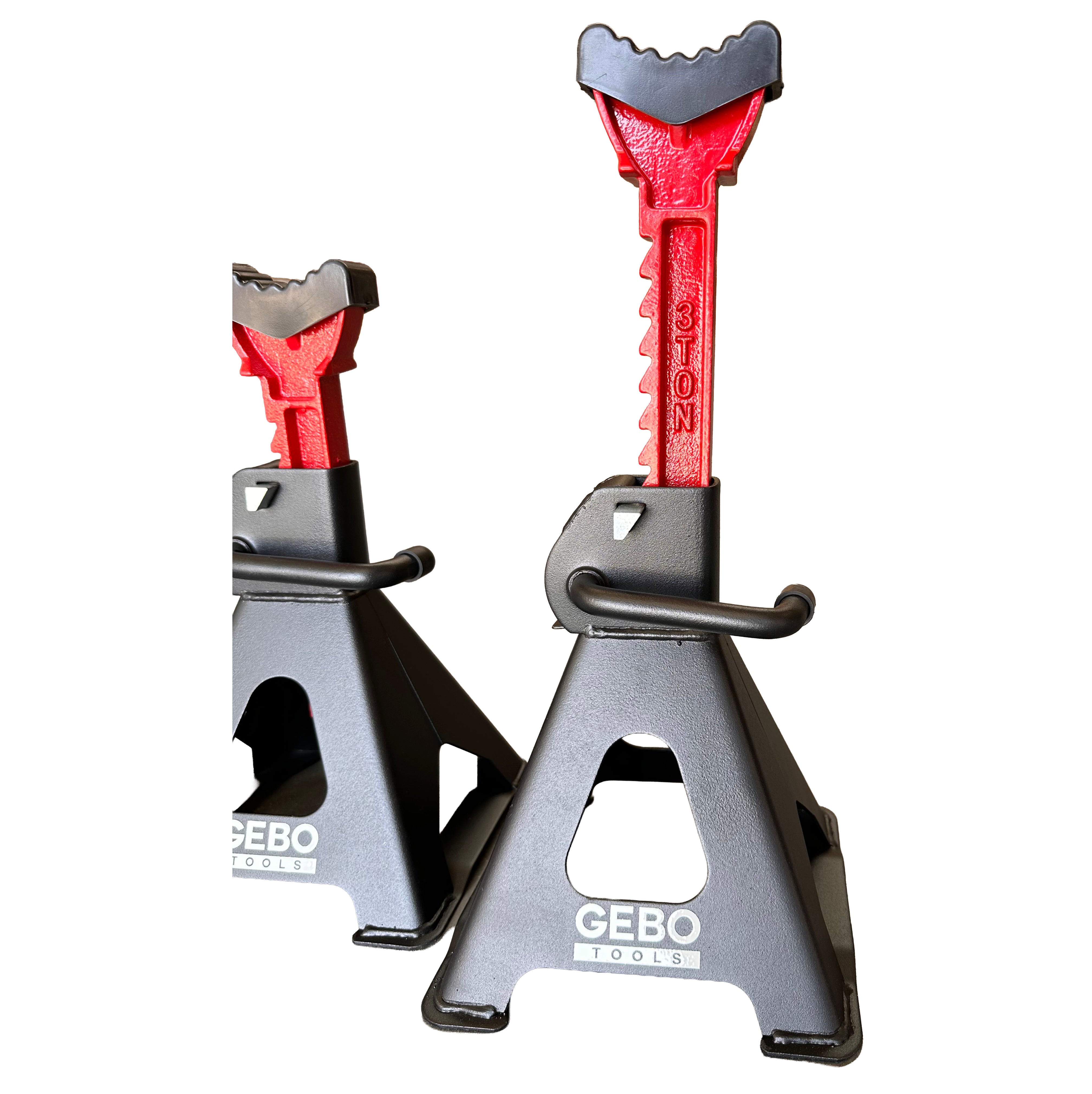 SET 2 CAPRE 3T 29.5-43CM SUSTINERE AUTO CU SIGURANTA BLOCARE DUBLA SI TAMPON DE CAUCIUC PENTRU PROTECTIE PRAG AUTO GEBO TOOLS