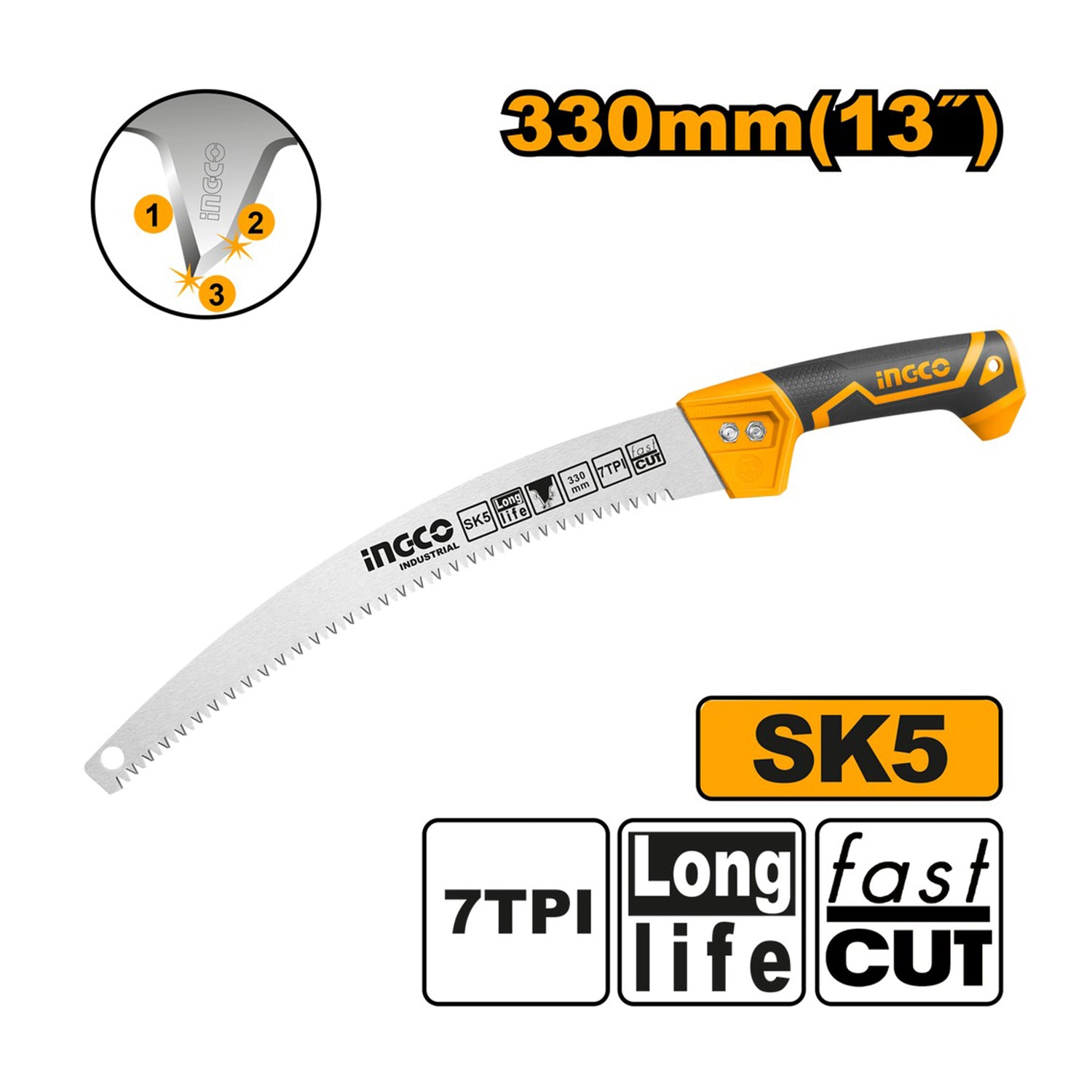 FIERASTRAU DE MANA PENTRU GRADINA CU LAMA DE 33CM INGCO