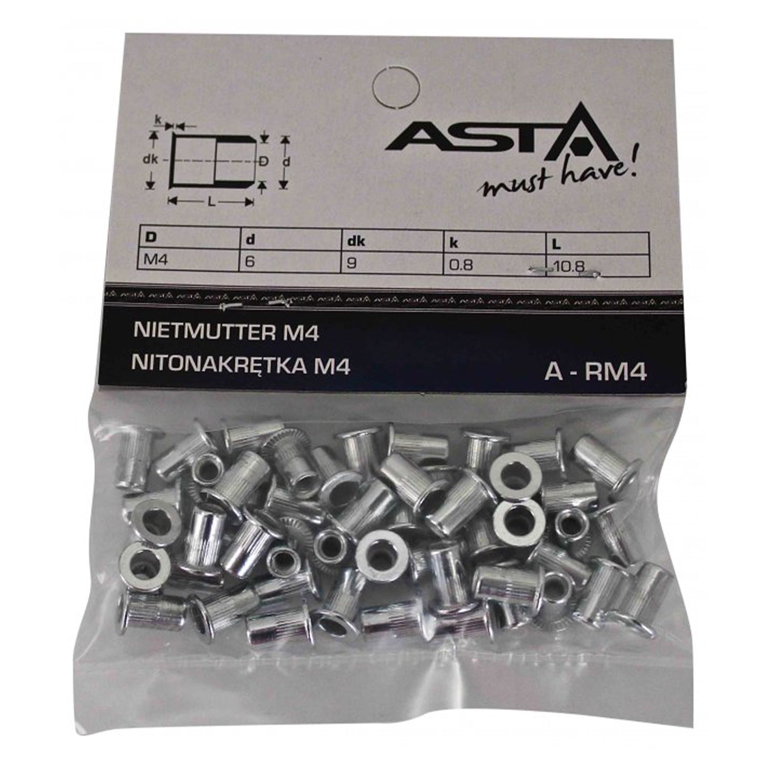 SET 50 PIULITE NITUIBILE M4 DIN OTEL - NITURI FILETATE