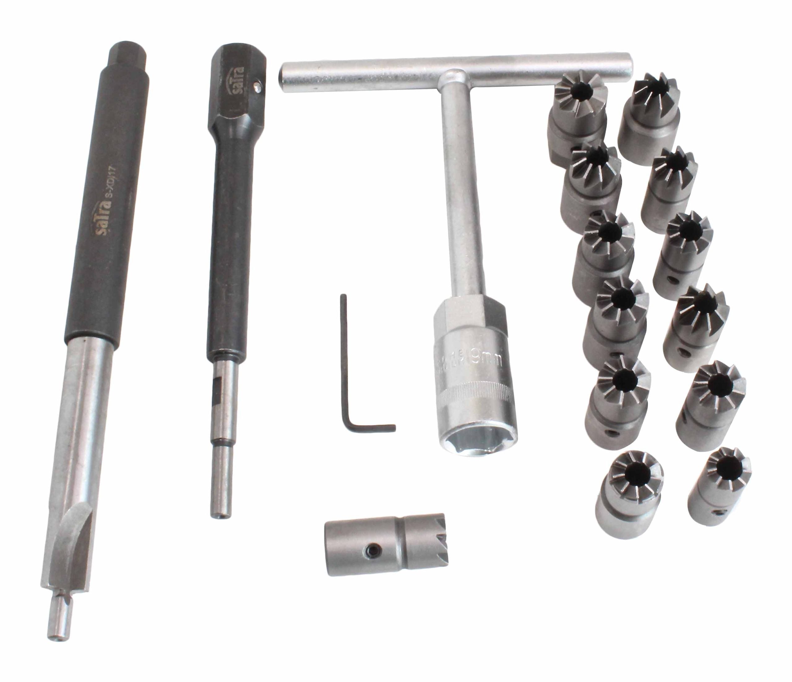 TRUSA CU FREZE PENTRU CURATAT ORIFICIU SCAUN INJECTOARE, 17 PIESE