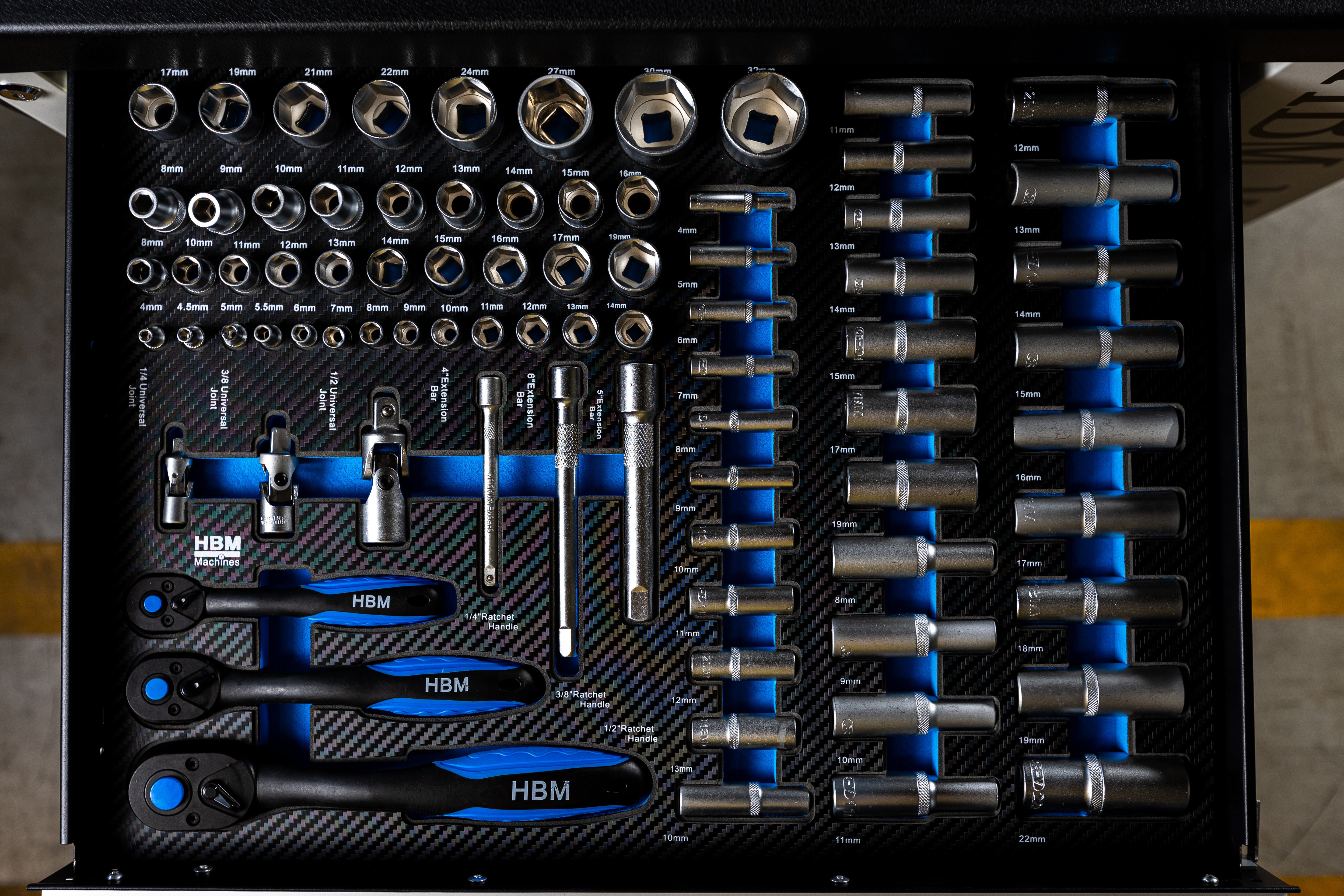 DULAP SCULE PROFESIONAL HBM CU 7 SERTARE, 245 PIESE, 6 MODULE CARBON – OLANDA, PREMIUM