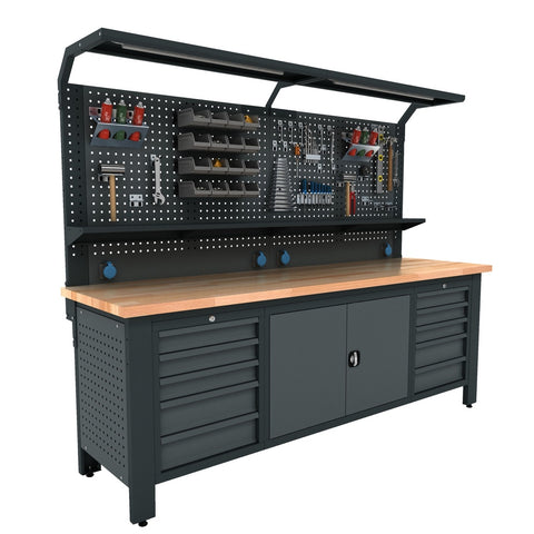 BANC DE LUCRU INDUSTRIAL - SET MOBILIER METALIC MODULAR PENTRU ATELIER 2.5M