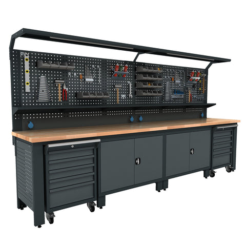 BANC DE LUCRU INDUSTRIAL - SET MOBILIER METALIC MODULAR PENTRU ATELIER 3.5M